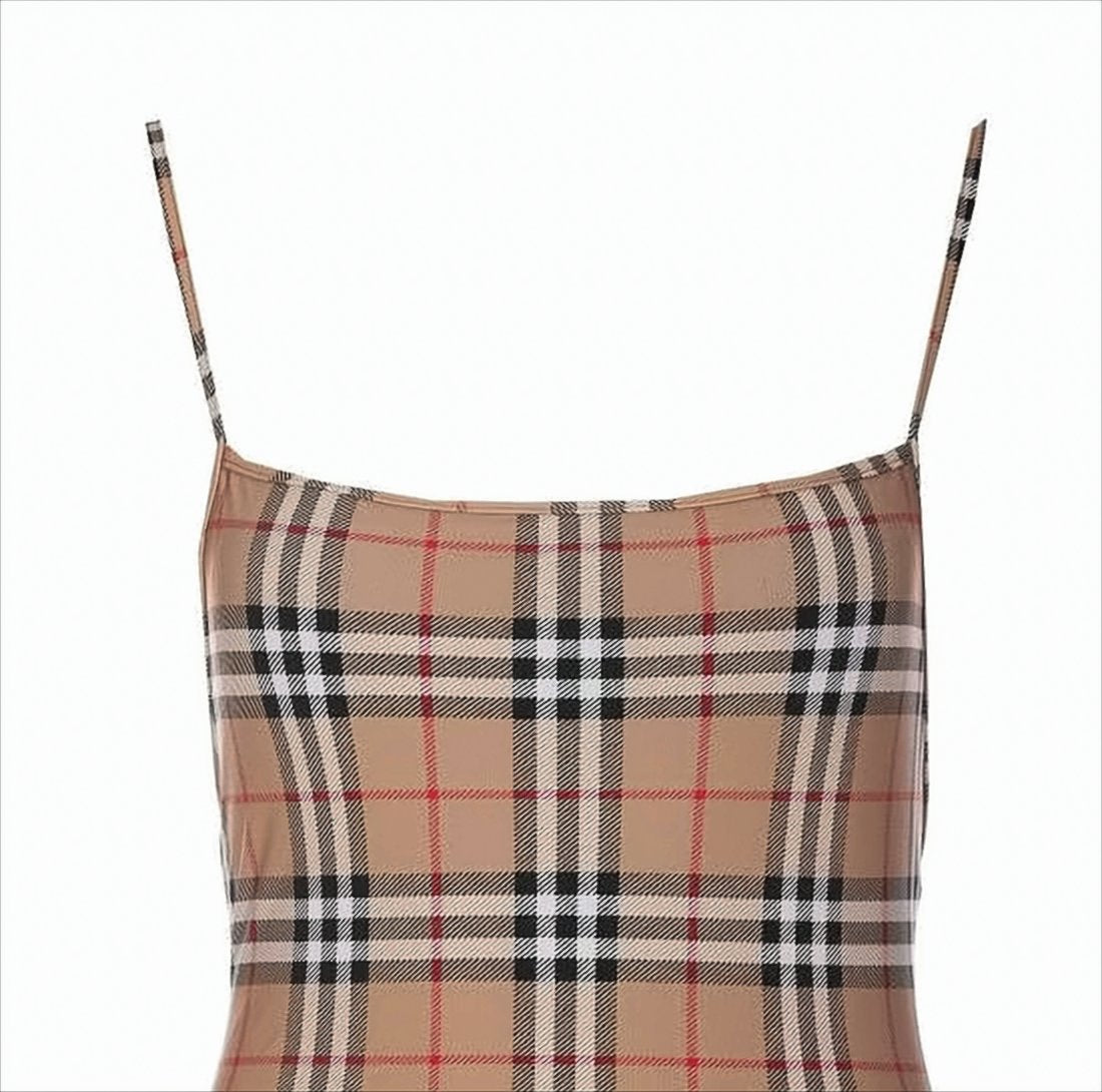 Vintage Check Pattern One-Piece Swimsuit