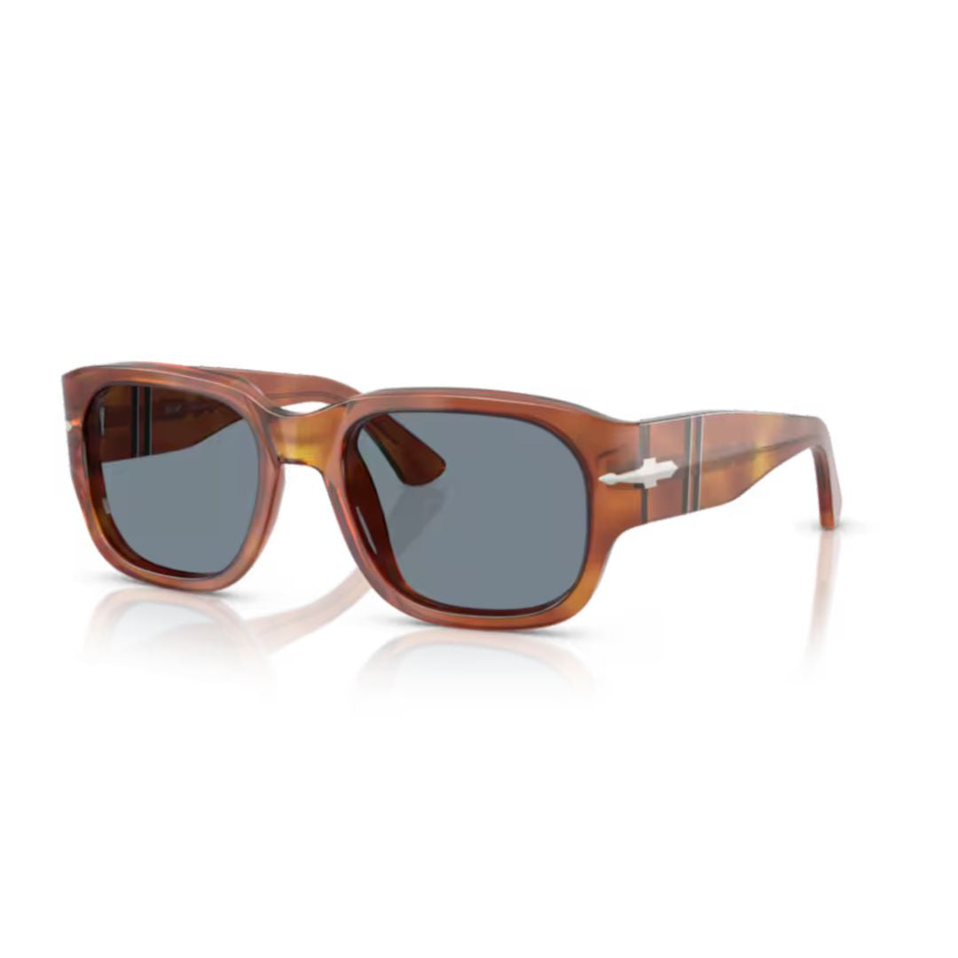 0po3380s Rectangular Tortoiseshell Acetate Sunglasses with Silver Arrow Detail