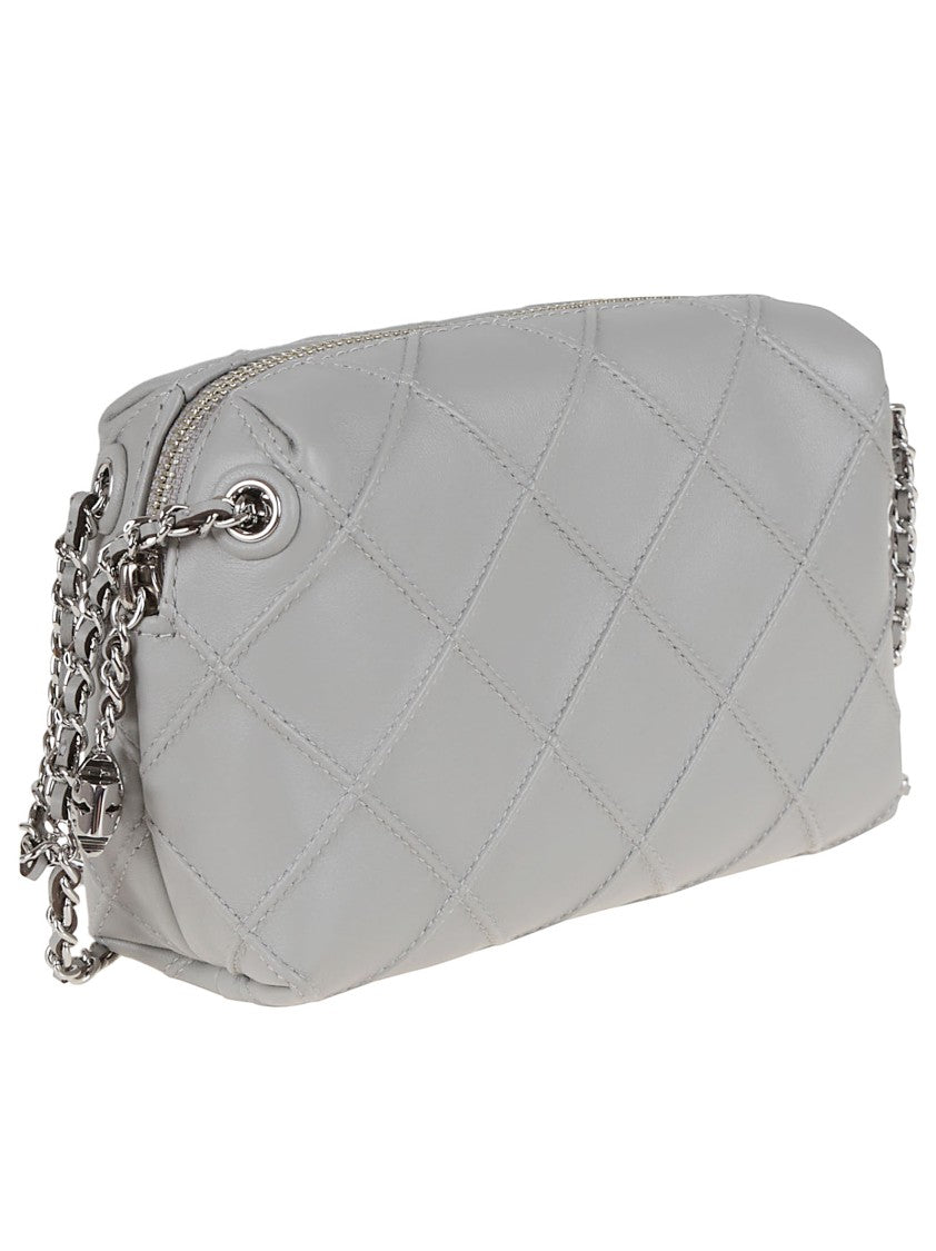 Quilted Leather Small Bag With Chain Strap