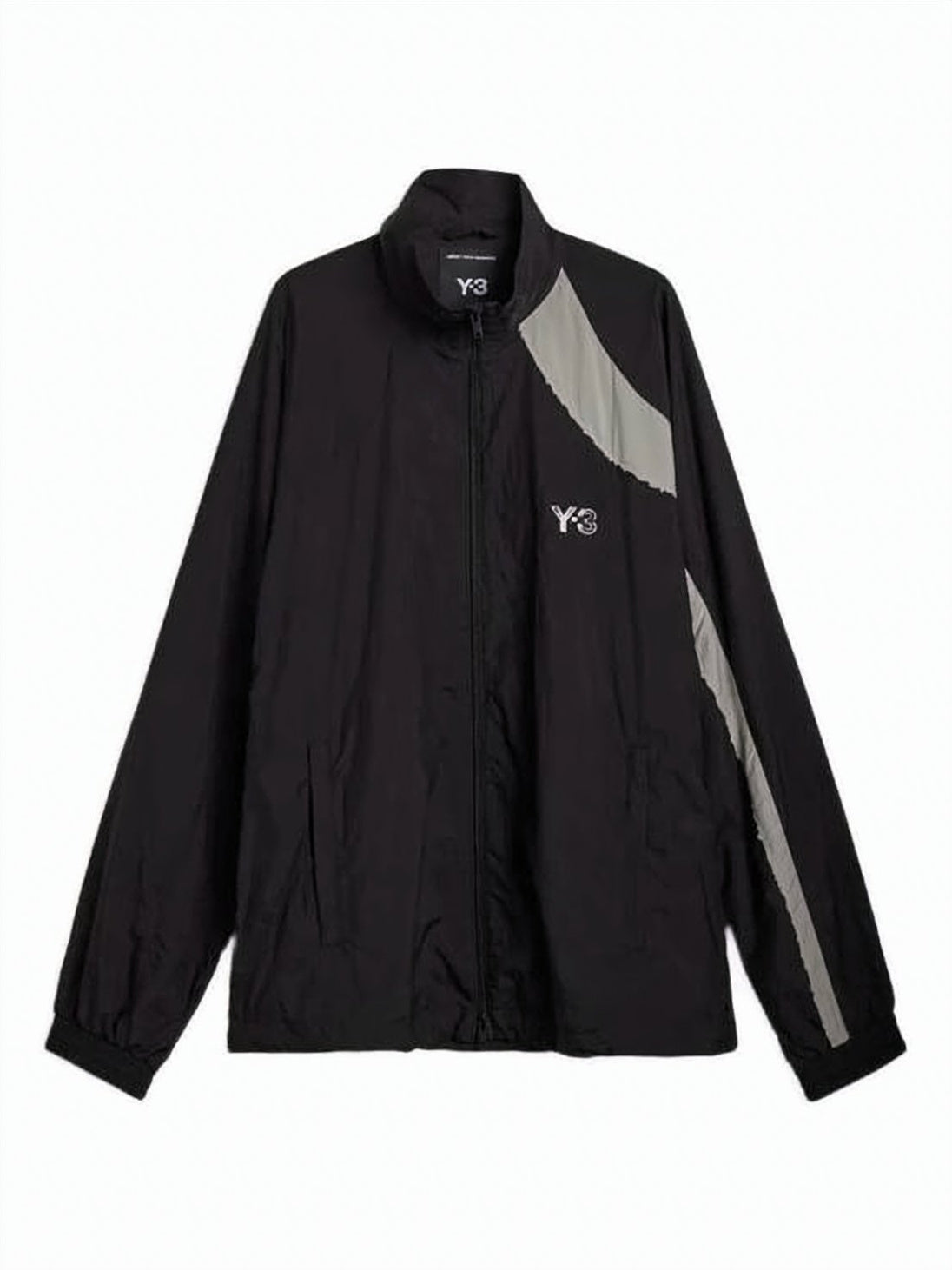 Lightweight Black Polyamide Jacket With Diagonal Stripes