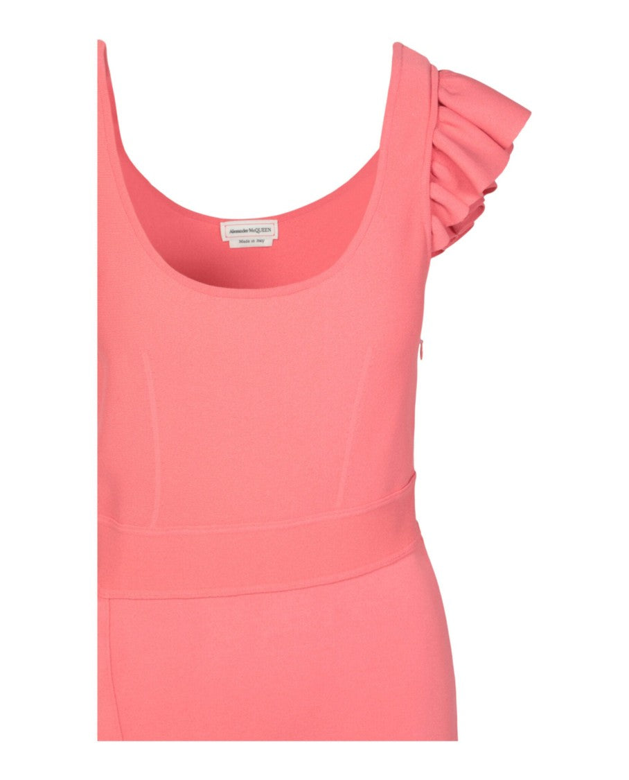 Compact Knit Mini Ruffle Dress