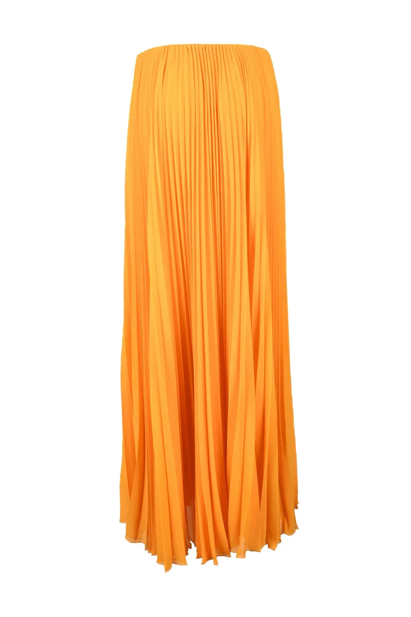 Long Pleated Skirt - Orange