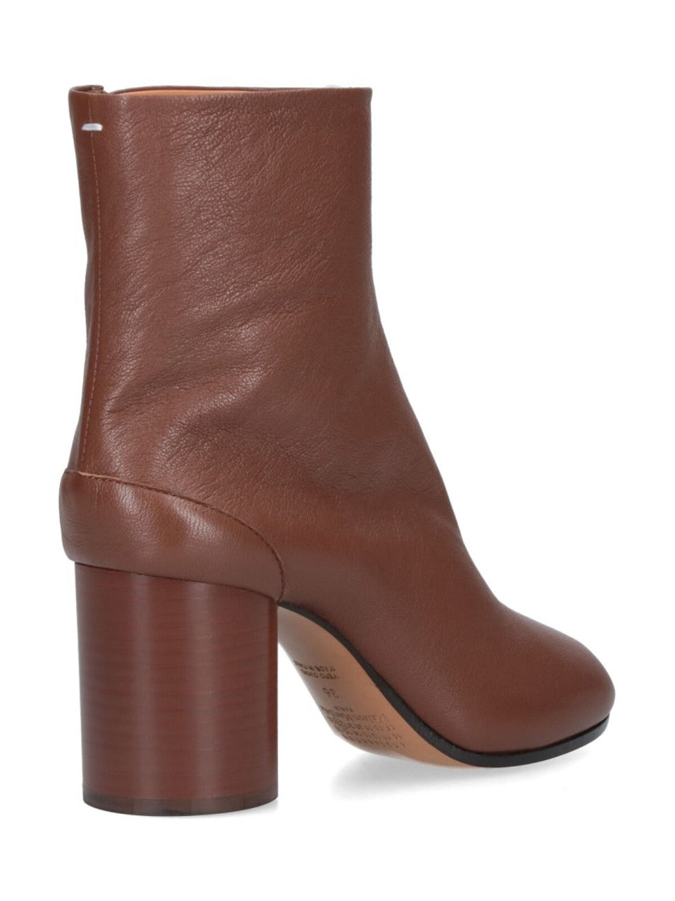 Split-Toe Brown Leather Ankle Boots