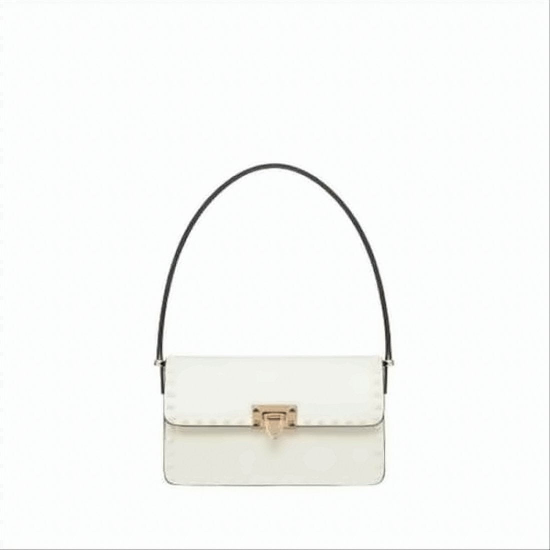 Rectangular White Calf Leather Shoulder Bag