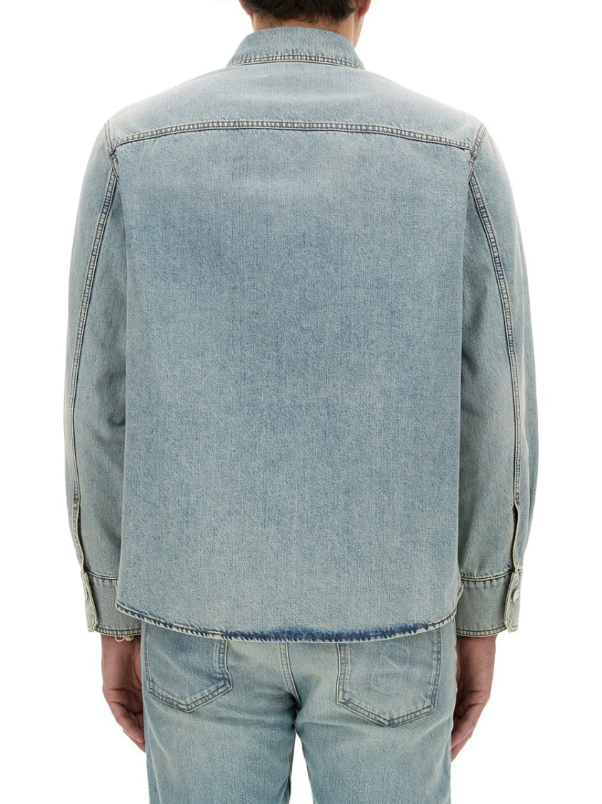 Classic Button-Up Denim Shirt With Chest Pockets