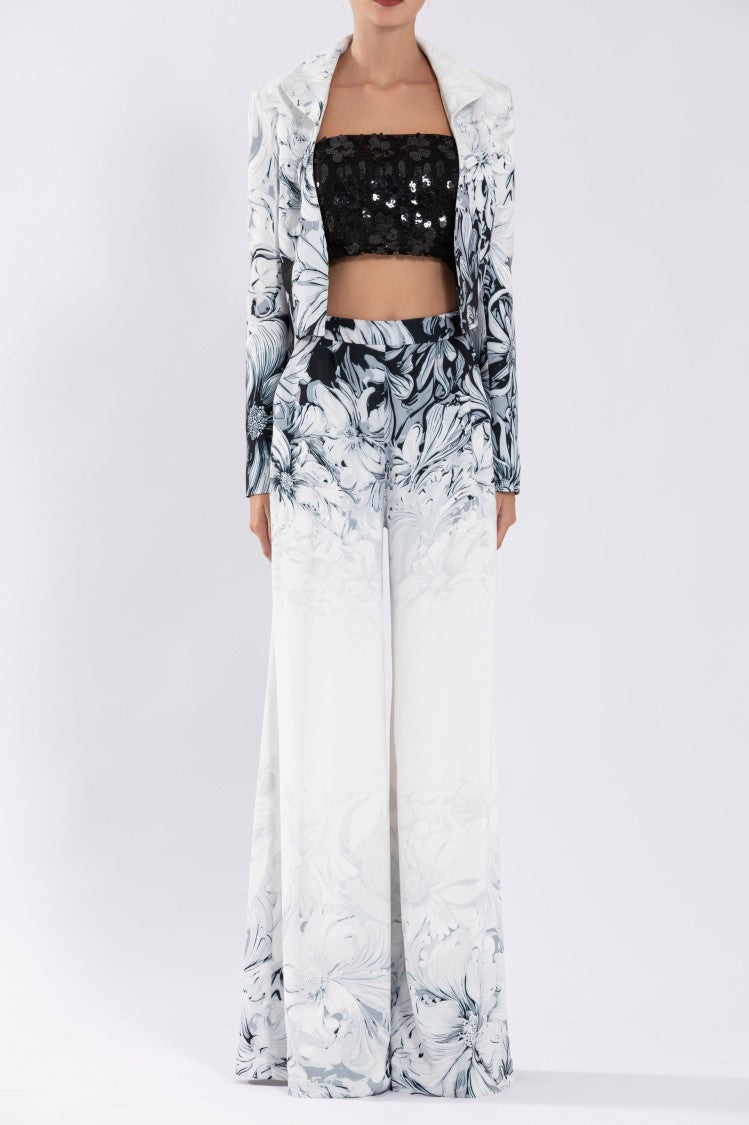 Crepe Printed, Cropped Jacket