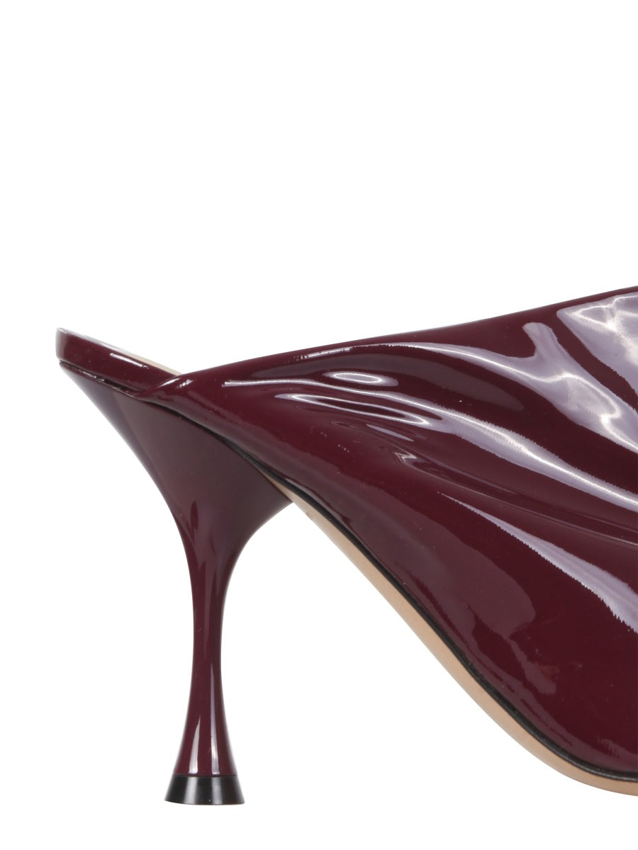 Painted Leather Mules with 9 cm Heel