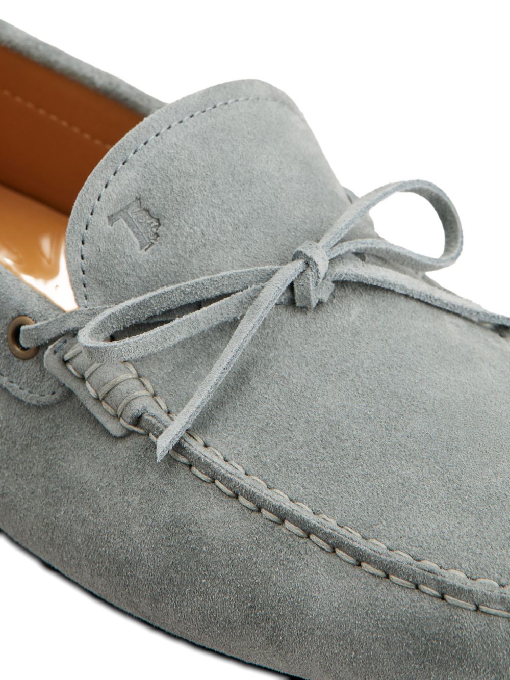 Grey Suede Slip-On Loafers with Bow Detail