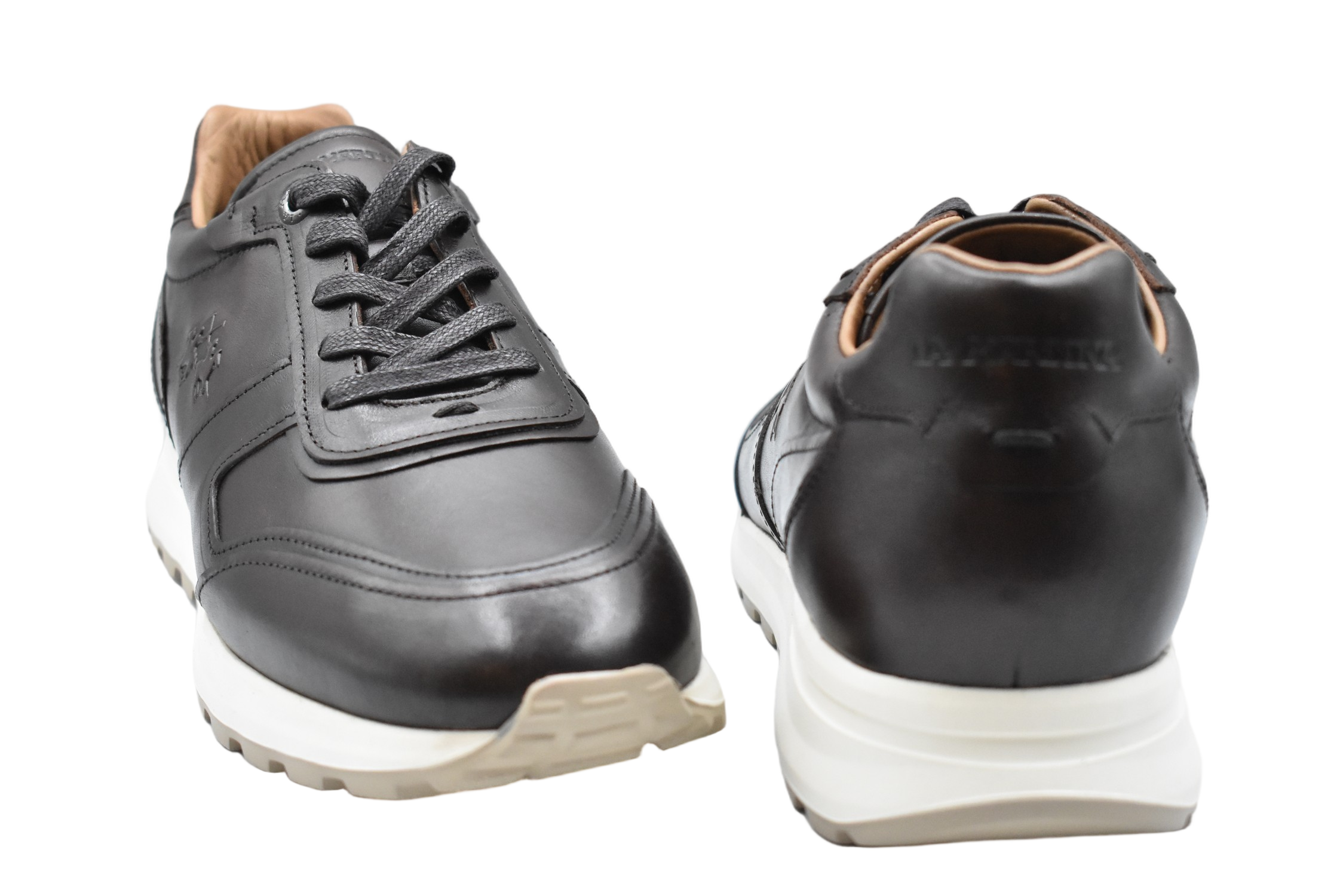 Dark Brown Leather Low-Top Sneakers