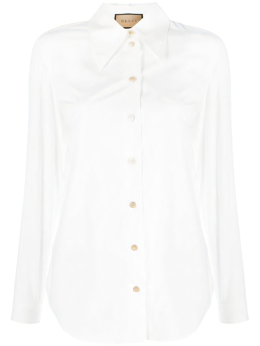 White Tailored Shirt with Pointed Collar