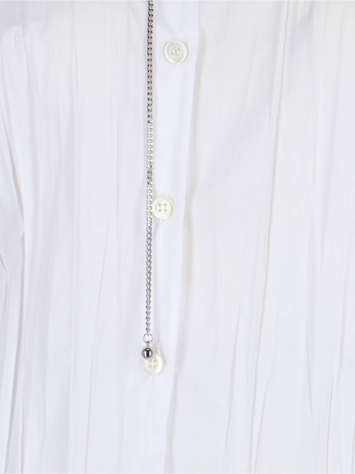 White Crinkle Shirt with Chain Detail