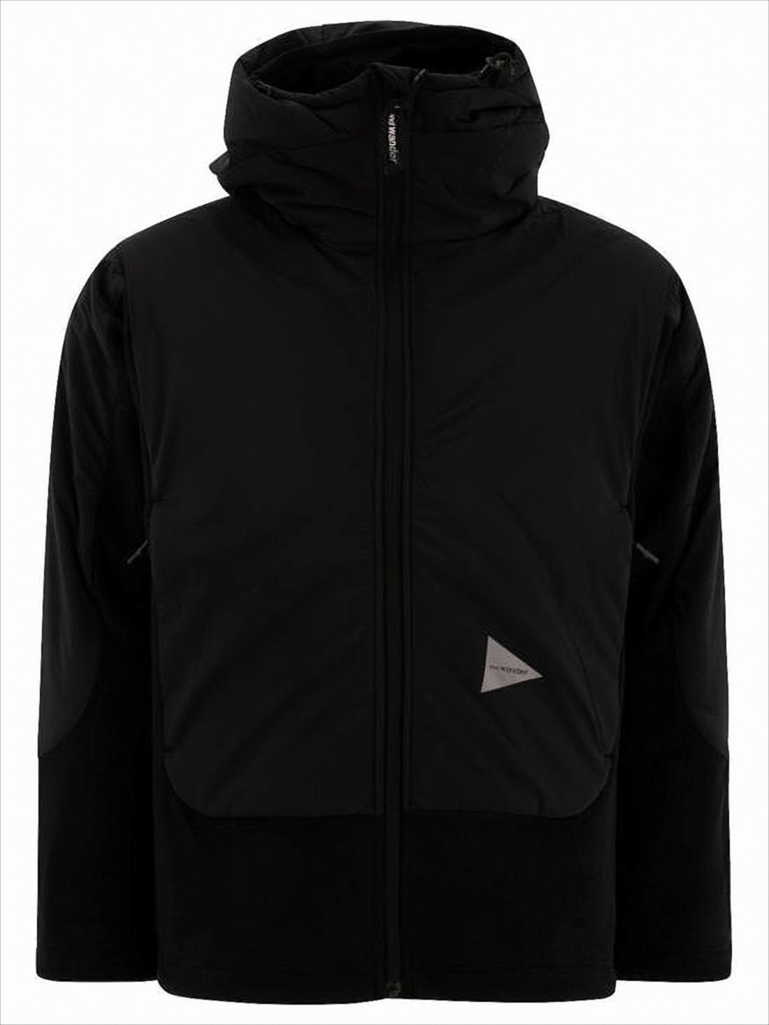 Two-Tone Black Padded Short Coat with High Collar