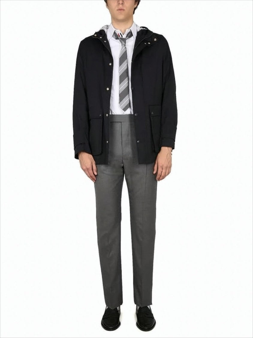 Classic Hooded Jacket with Front Button Closure and Tailored Finish