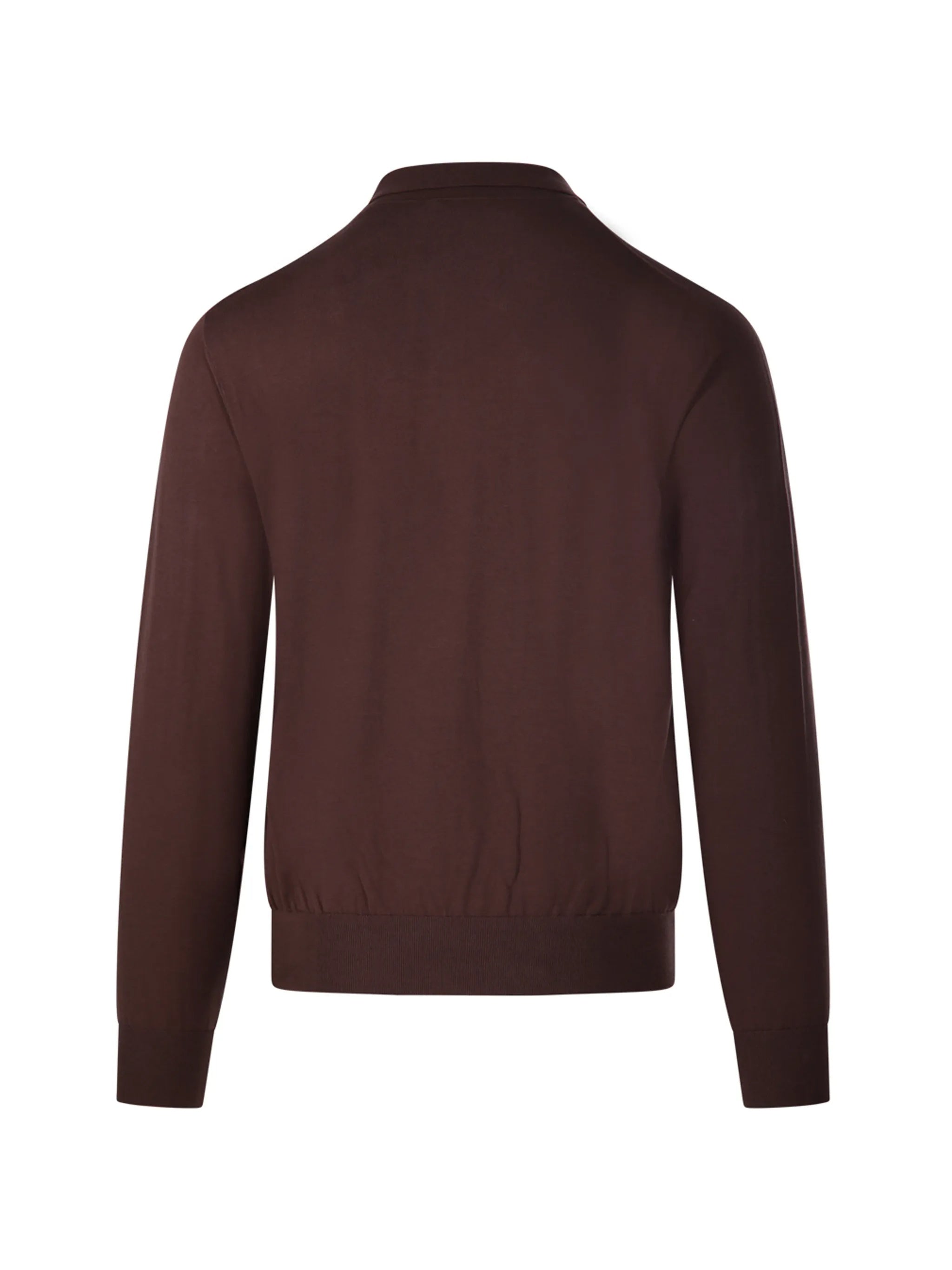 Deep Brown Polo Long-Sleeve Cotton Polo