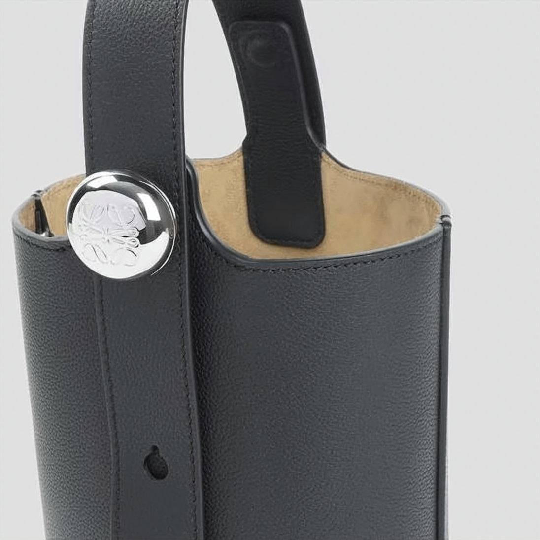 Structured Calf Leather Tote Bag with Silver-Embossed Detail