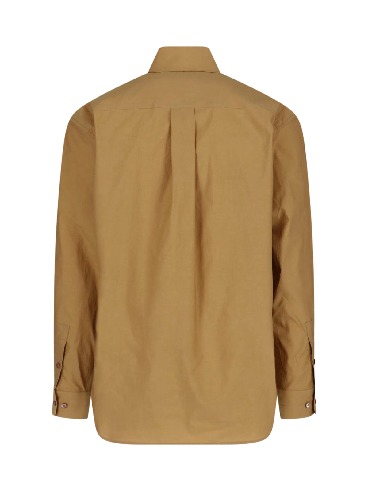 Light Brown Classic Collar Cotton-Silk Shirt