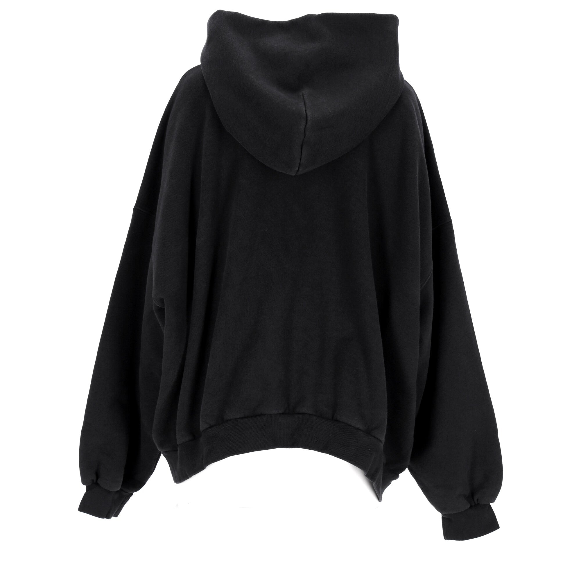 Oversized Black Fleece Hoodie With Embroidered Logos