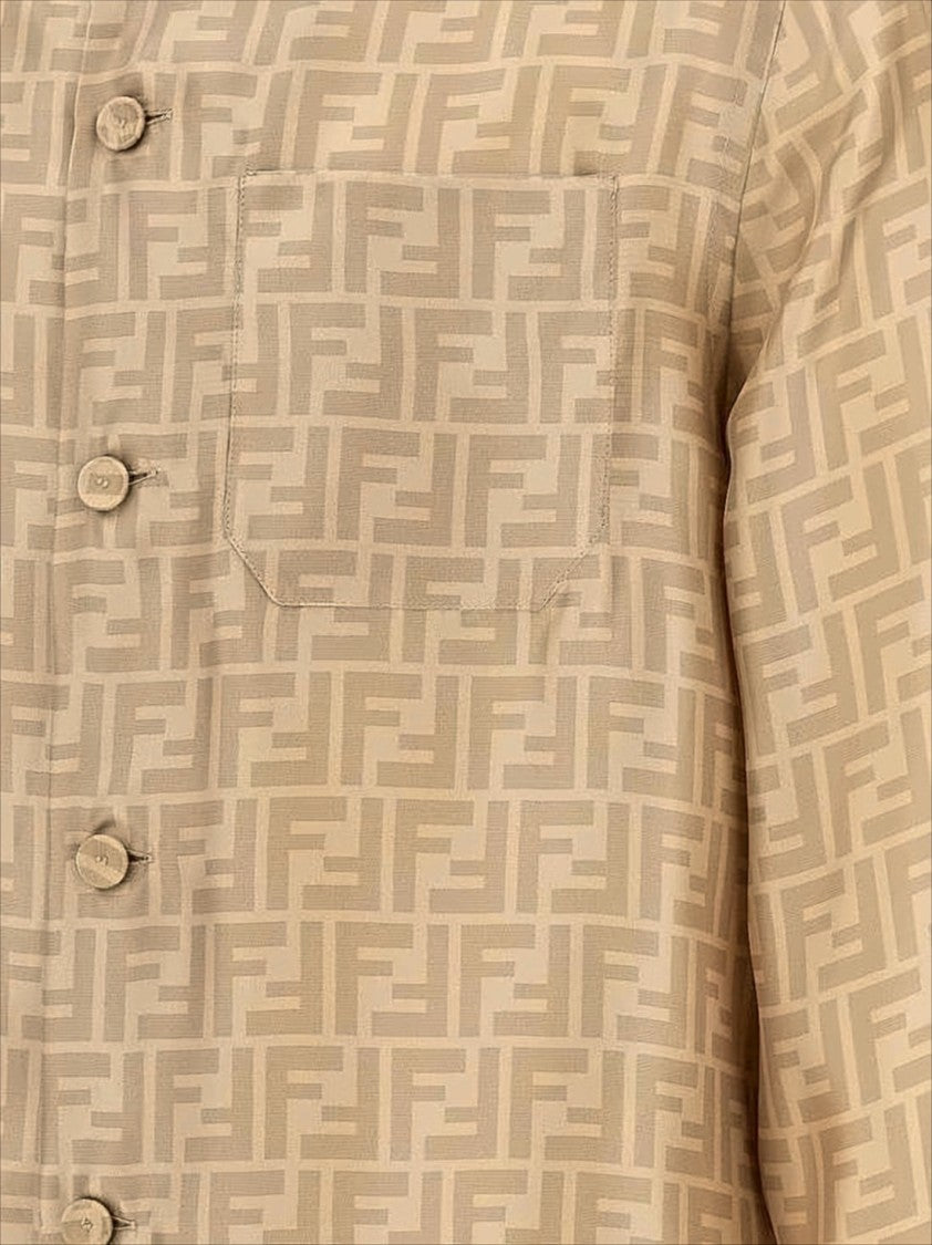 Tonal Geometric Pattern Silk Shirt