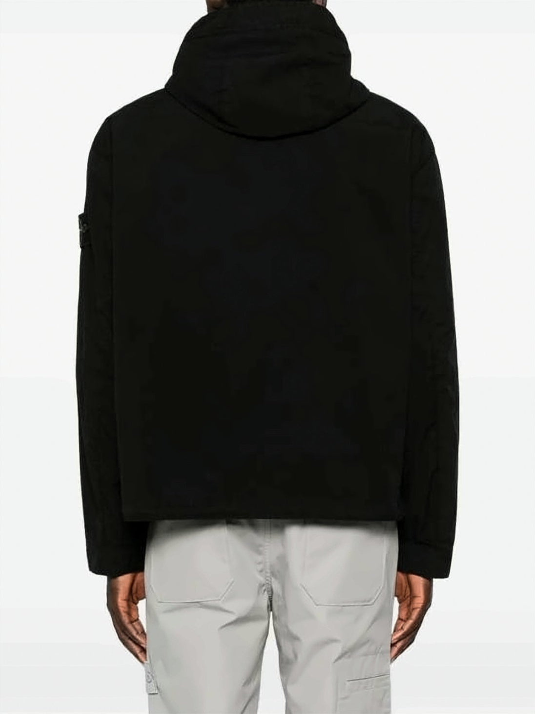 Black Jacket with Hood and Distinctive Logo