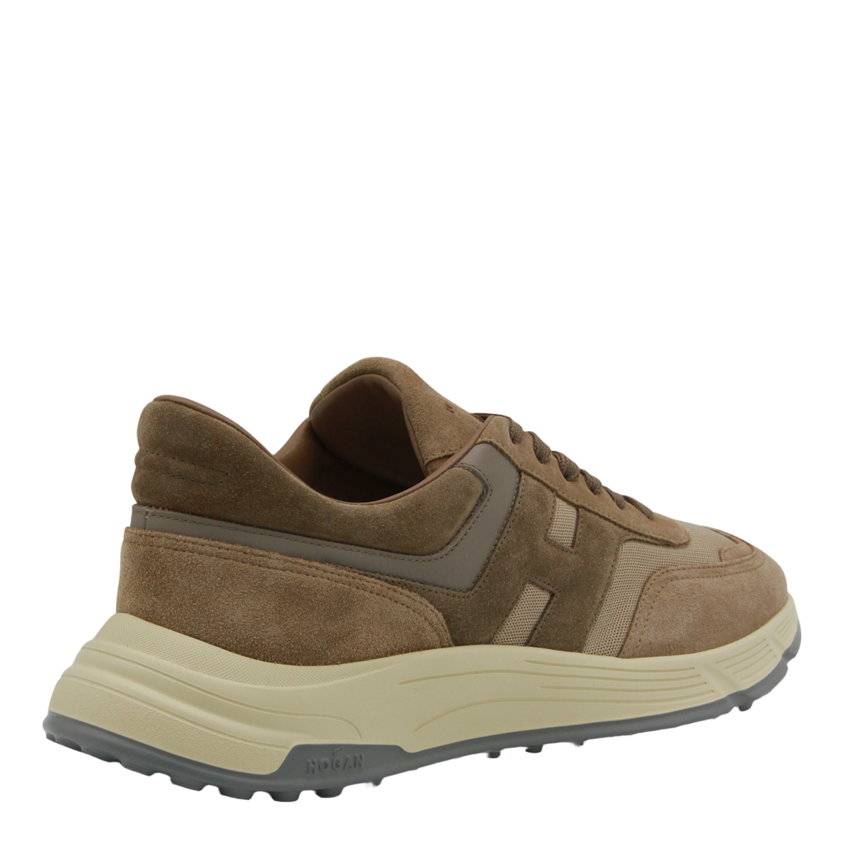 Beige Suede and Mesh Sneakers with Sole