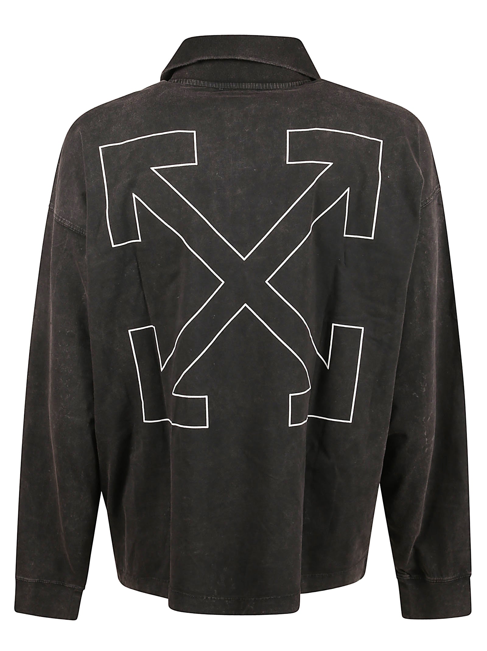 Long-Sleeve Polo Shirt with Half-Zip and Graphic Design