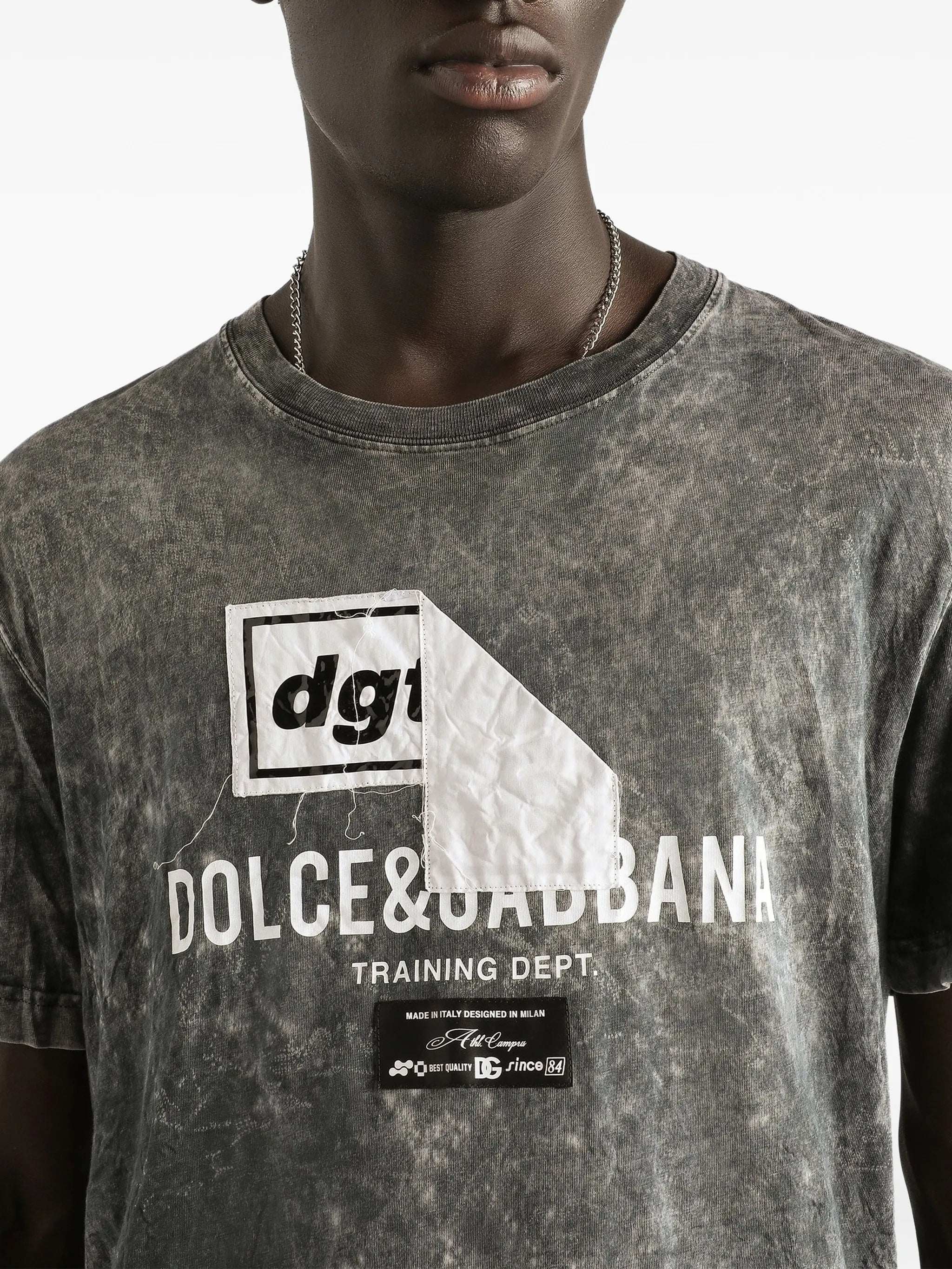 Washed Textured Cotton Layered Graphic T-Shirt