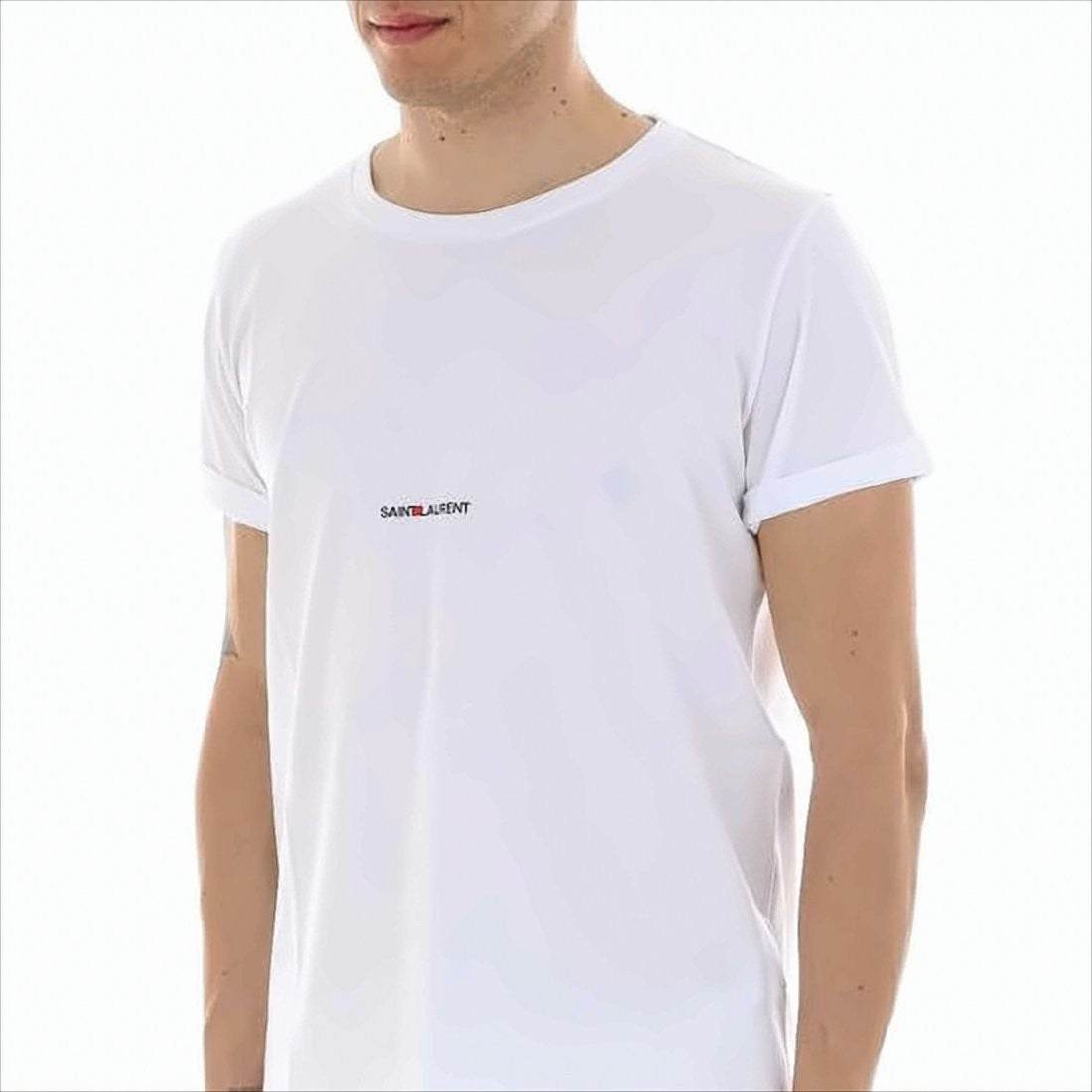 Minimalist White Round Neck T-Shirt with Signature Logo