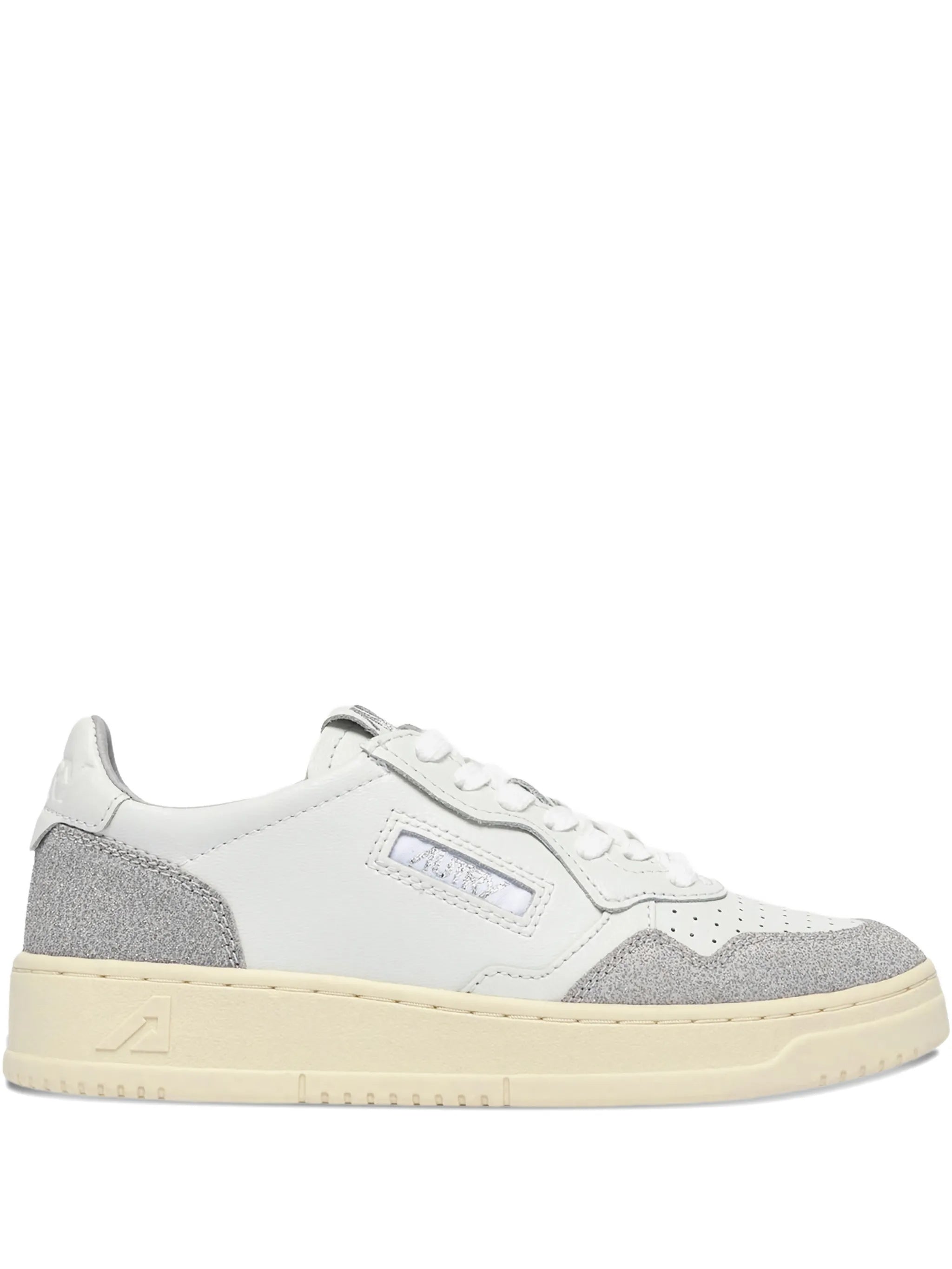 White Medalist Low Perforated Suede Sneakers