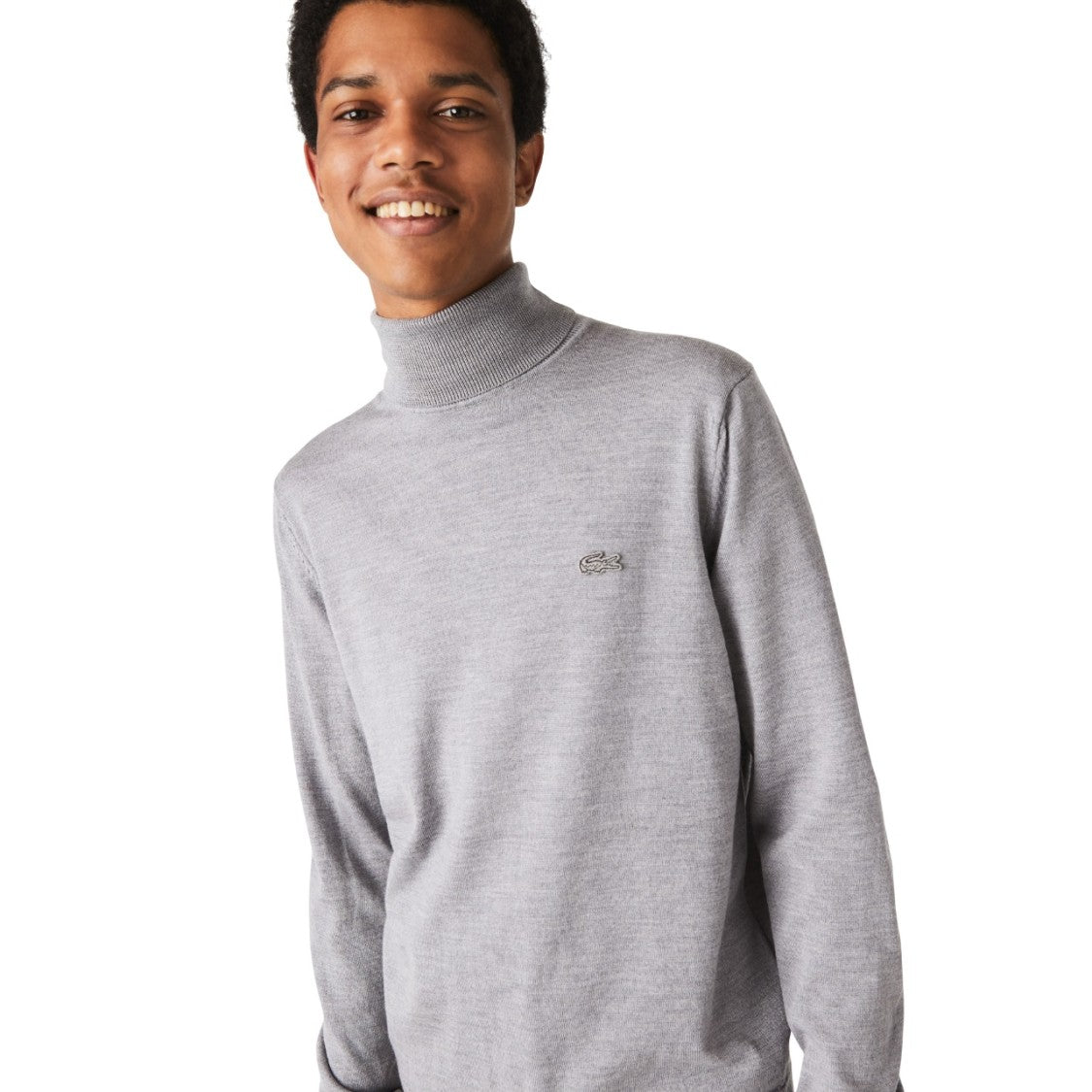 Fine-Knit Grey Sweater With Turtleneck