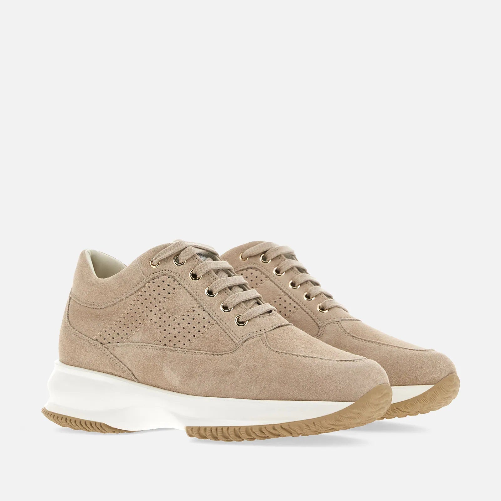 Interactive Perforated Lace-Up Sneakers in Goatskin
