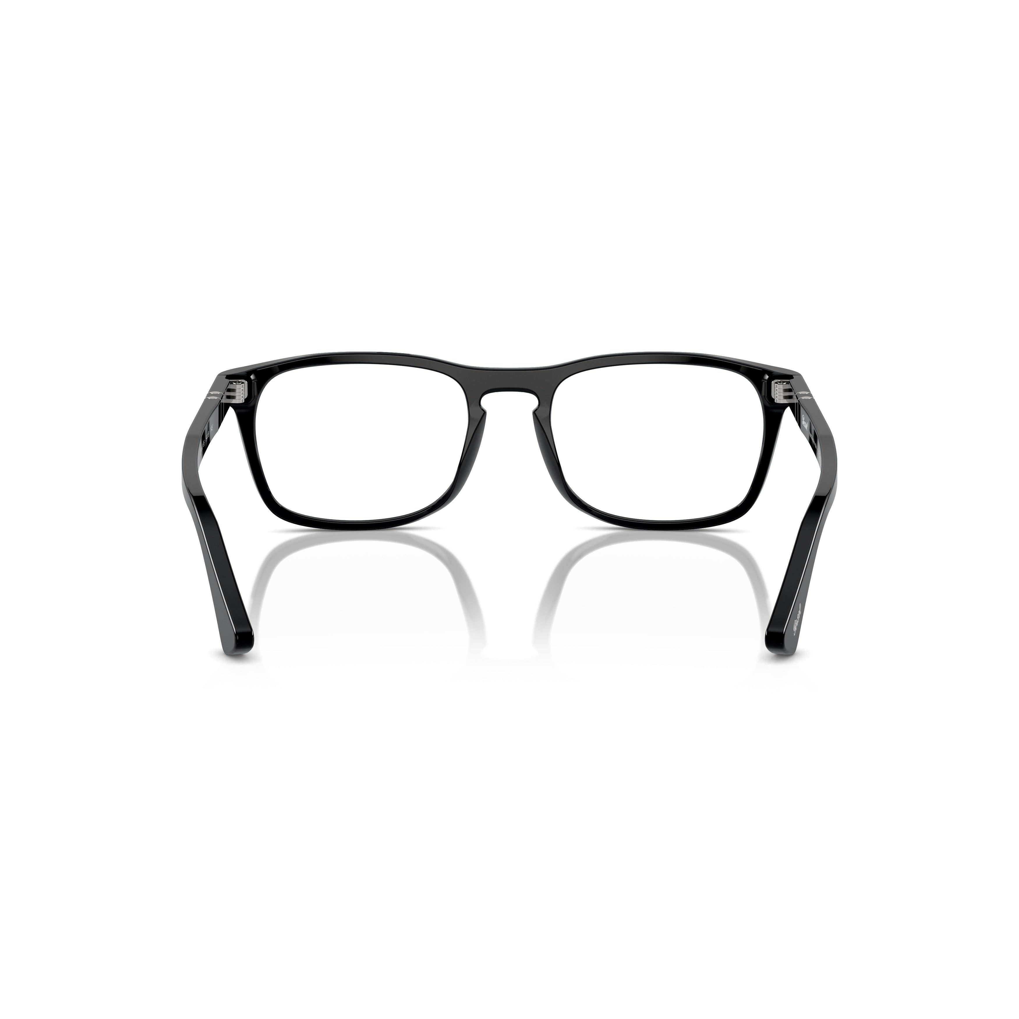 0po3344v Glossy Black Acetate Rectangular Frames with Silver Accents
