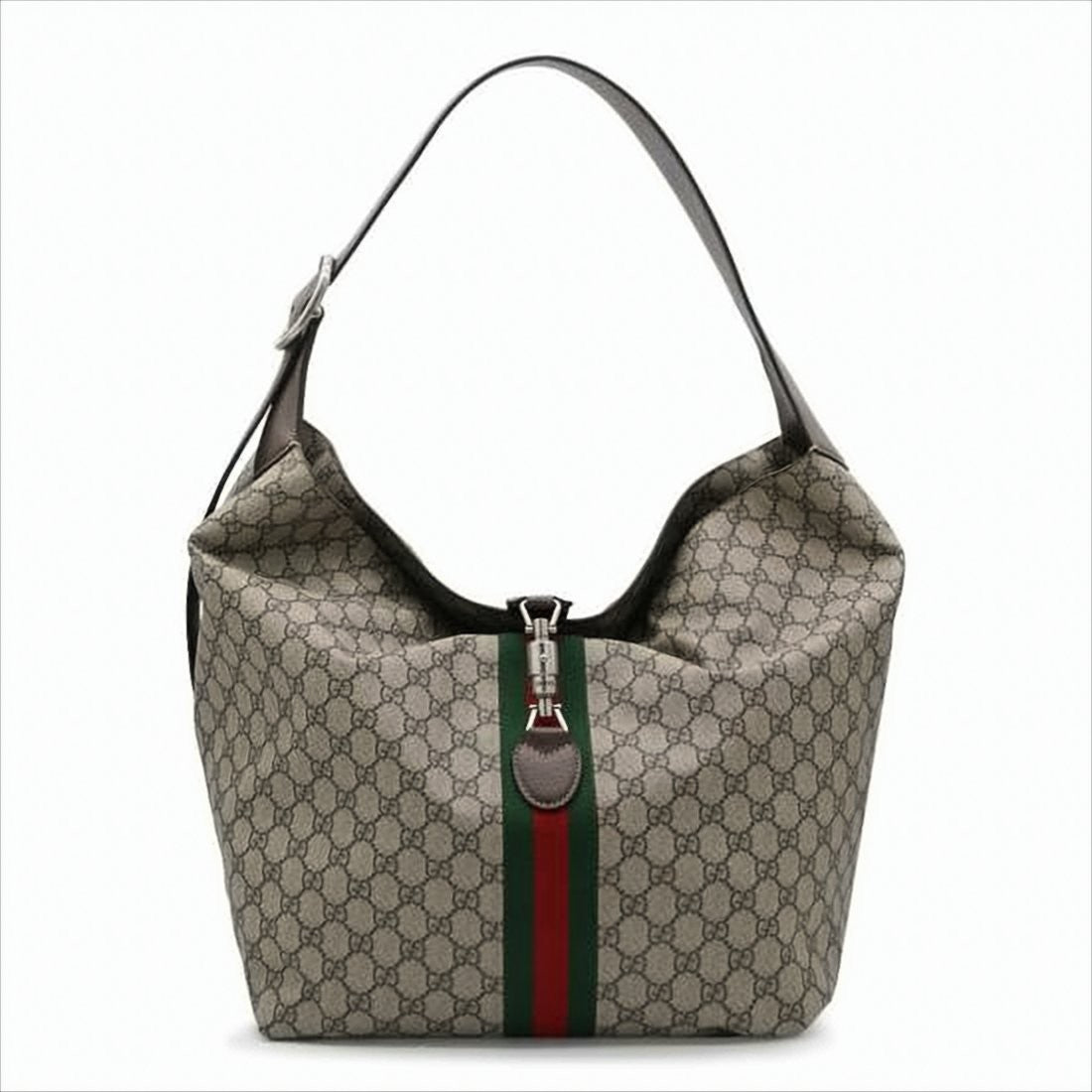 Beige Monogram Shoulder Bag with Red