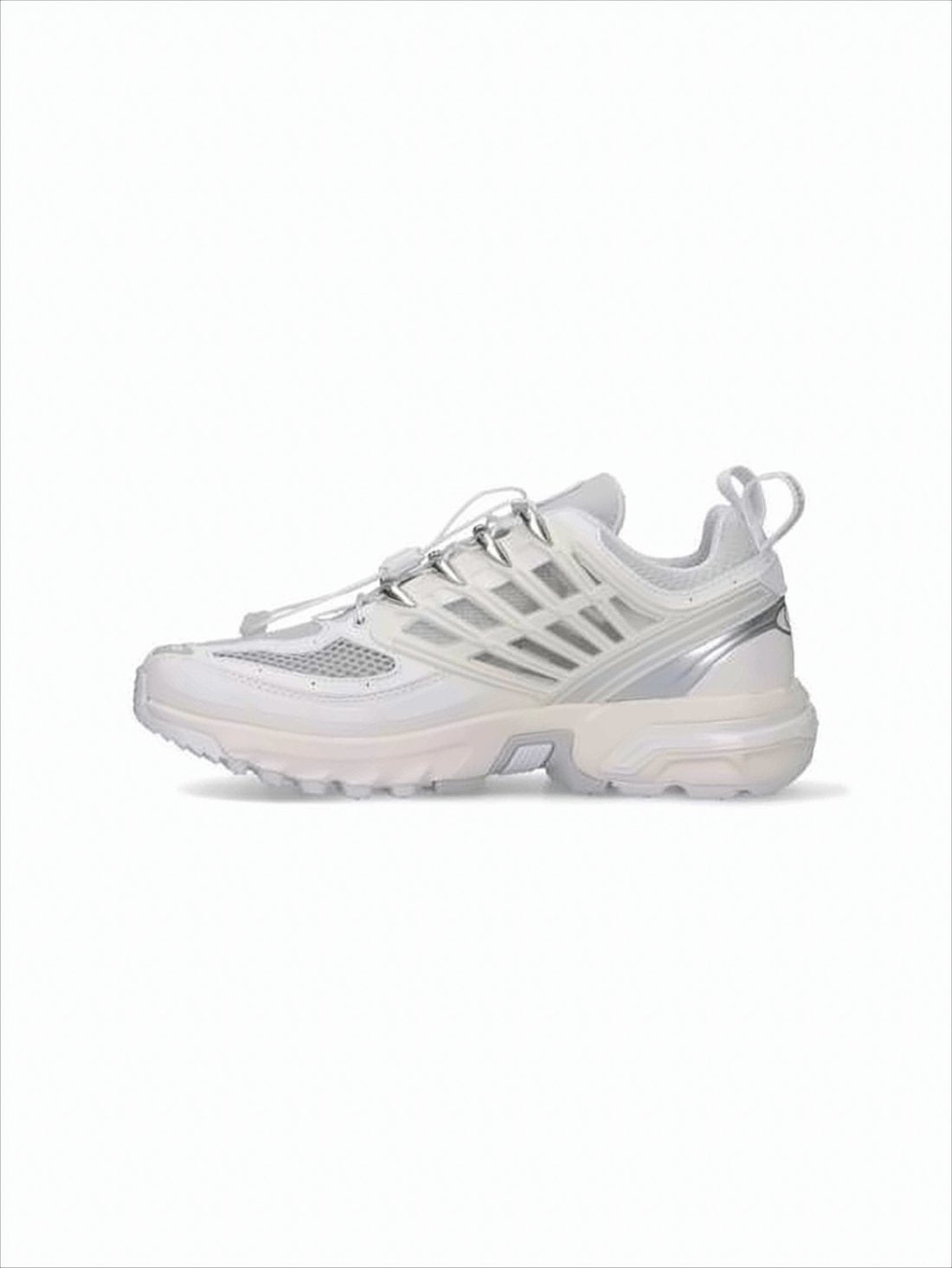 Translucent Mesh-Panel White Sneakers