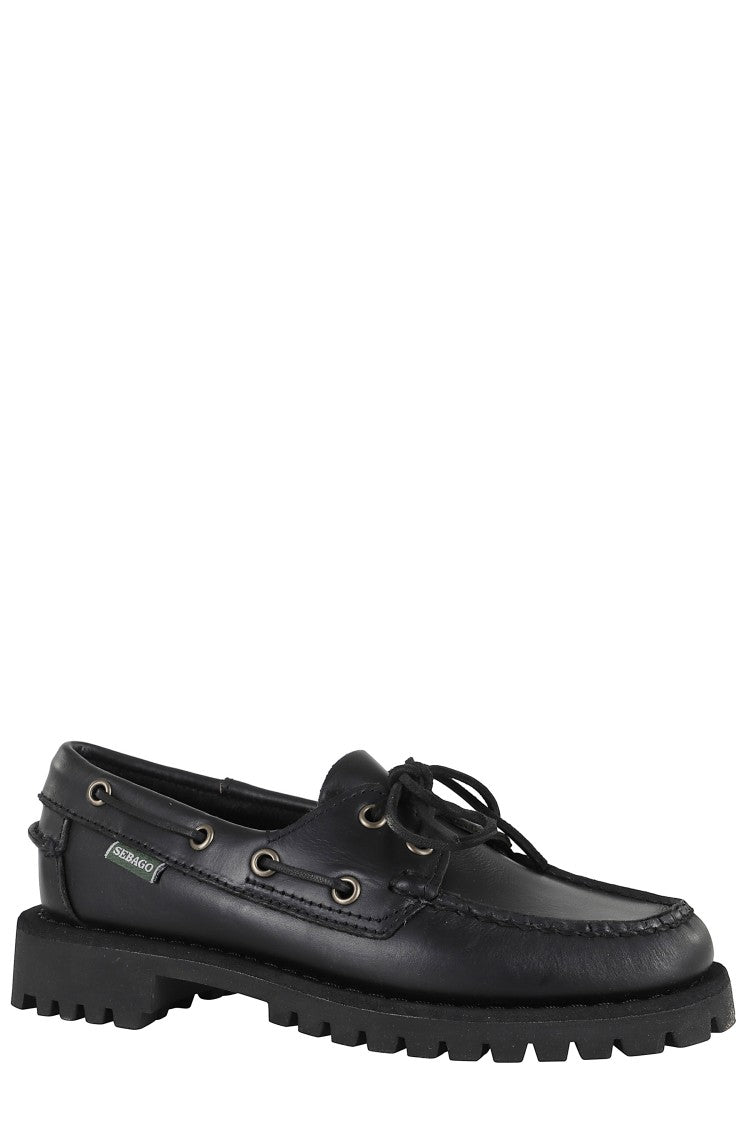 Moccasin-Style Black Leather Loafers