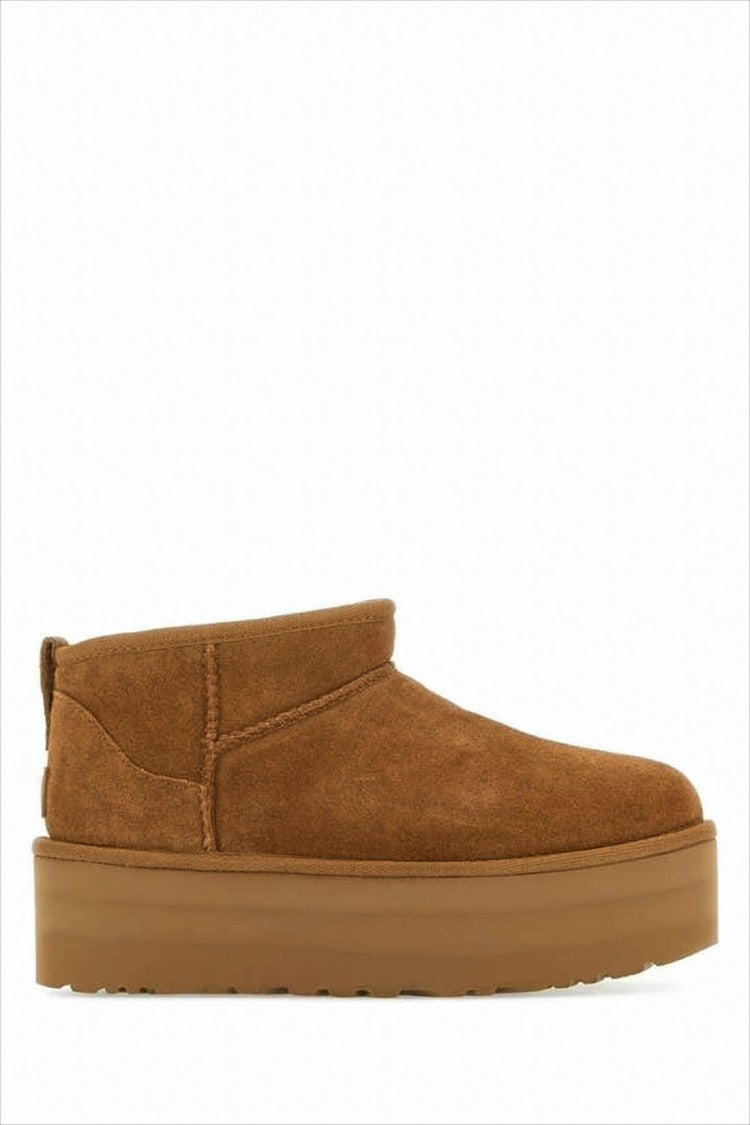 Brown Suede Low-Cut UGG Boots with Wool Lining