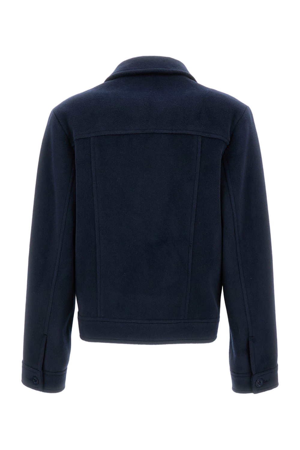 Structured Blue Jacket With Front Zipper Closure