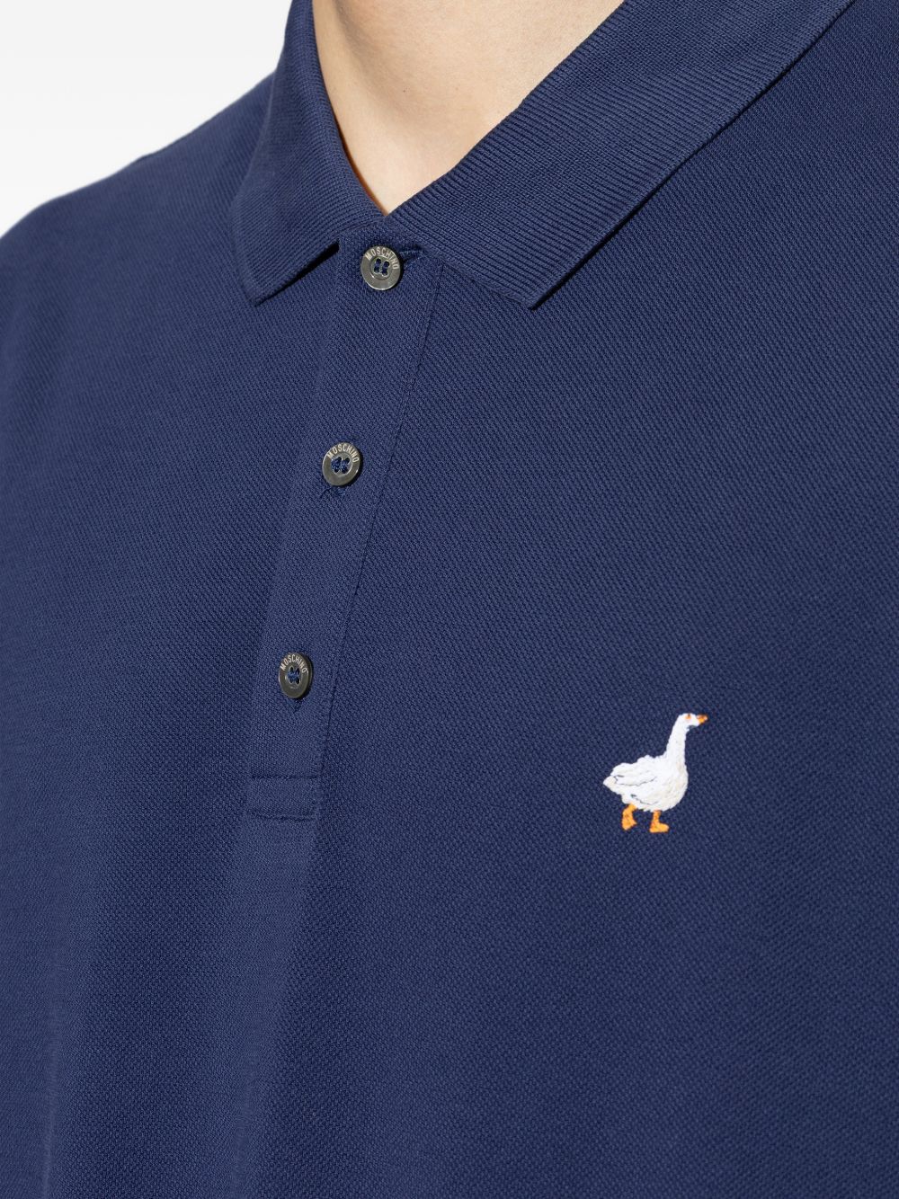 Silk-Nylon Blend Polo Shirt With Embroidered Goose Emblem