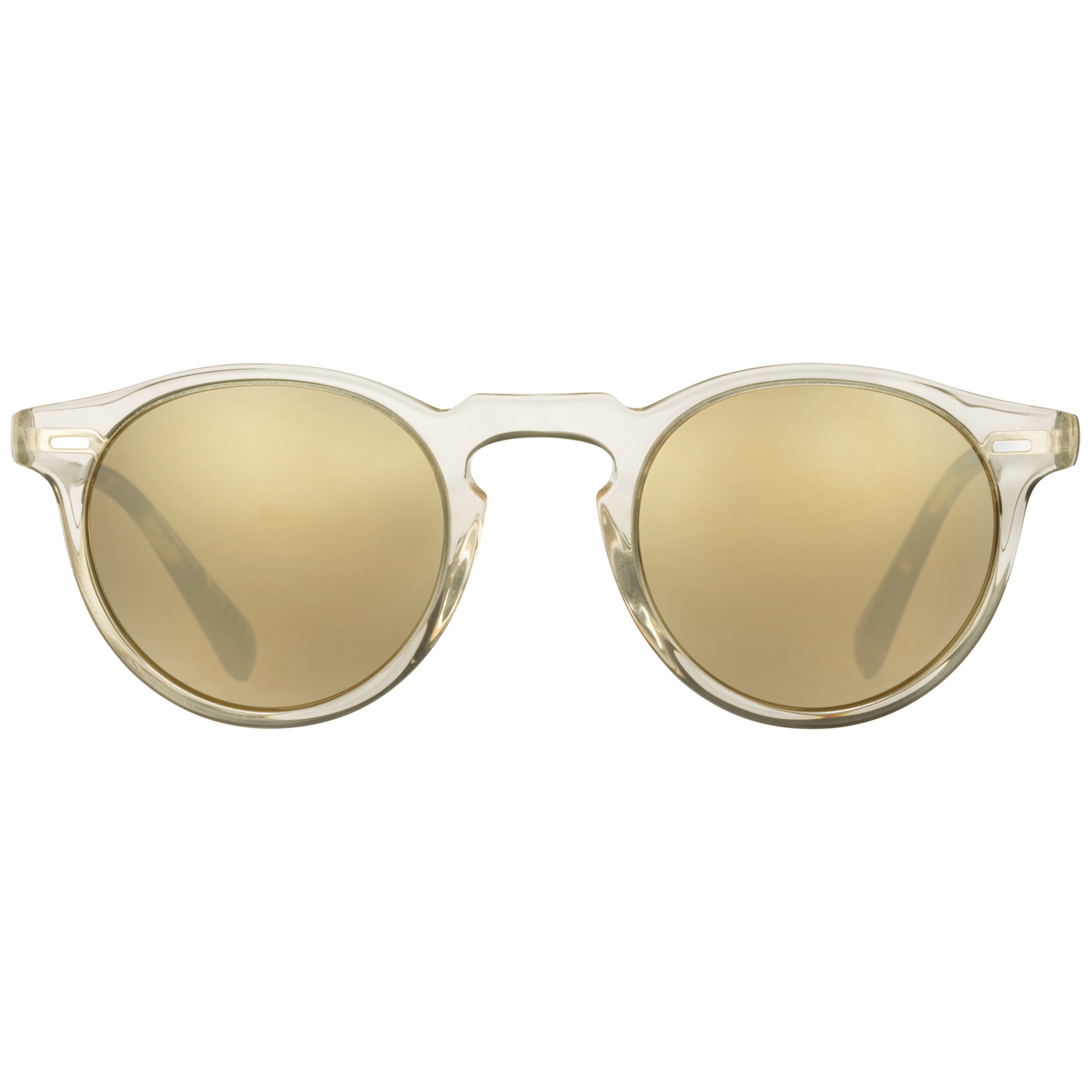 0ov5217s Round Acetate Sunglasses with Tortoiseshell Temples