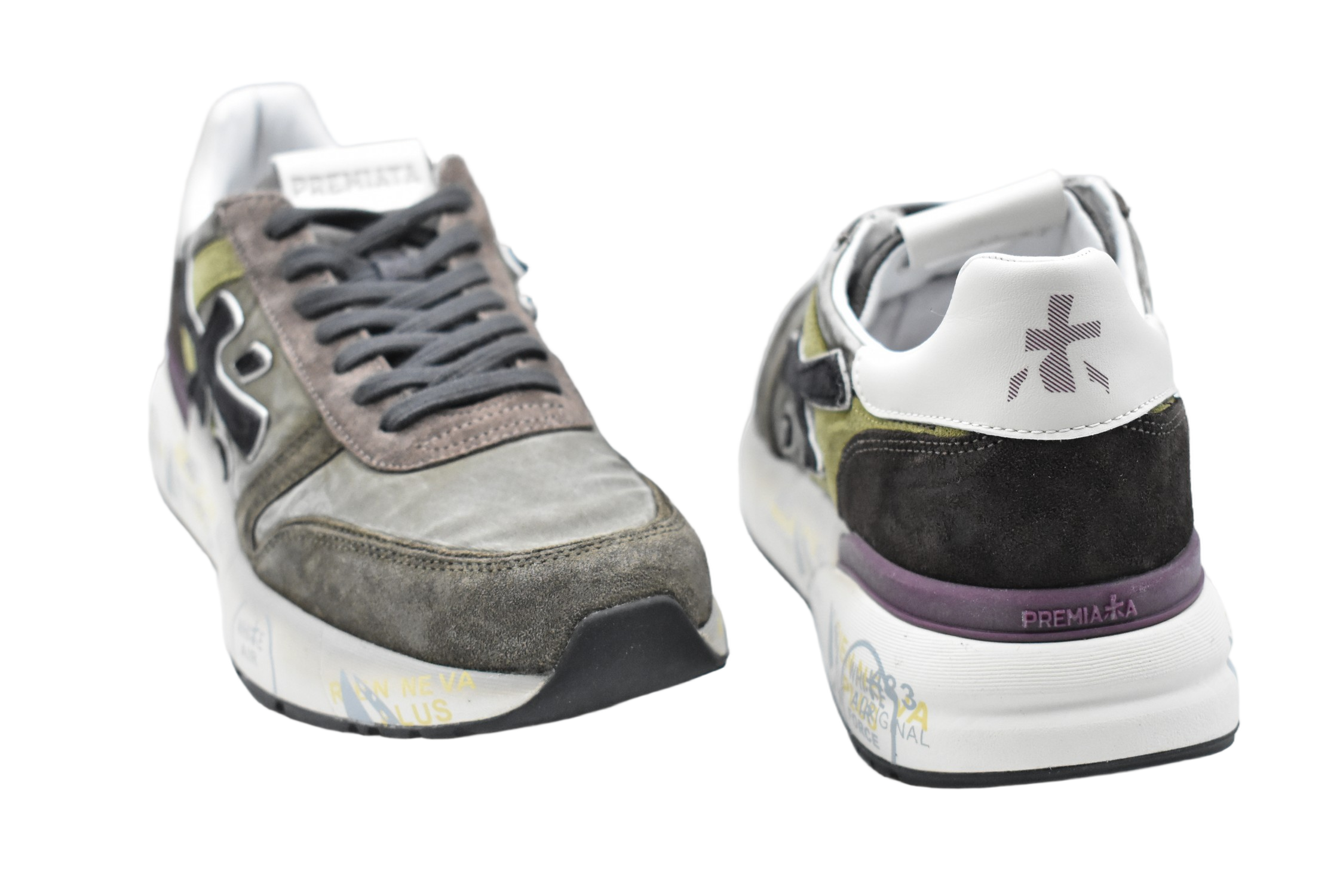 Sole Low-Top Sneakers In Grey And Green