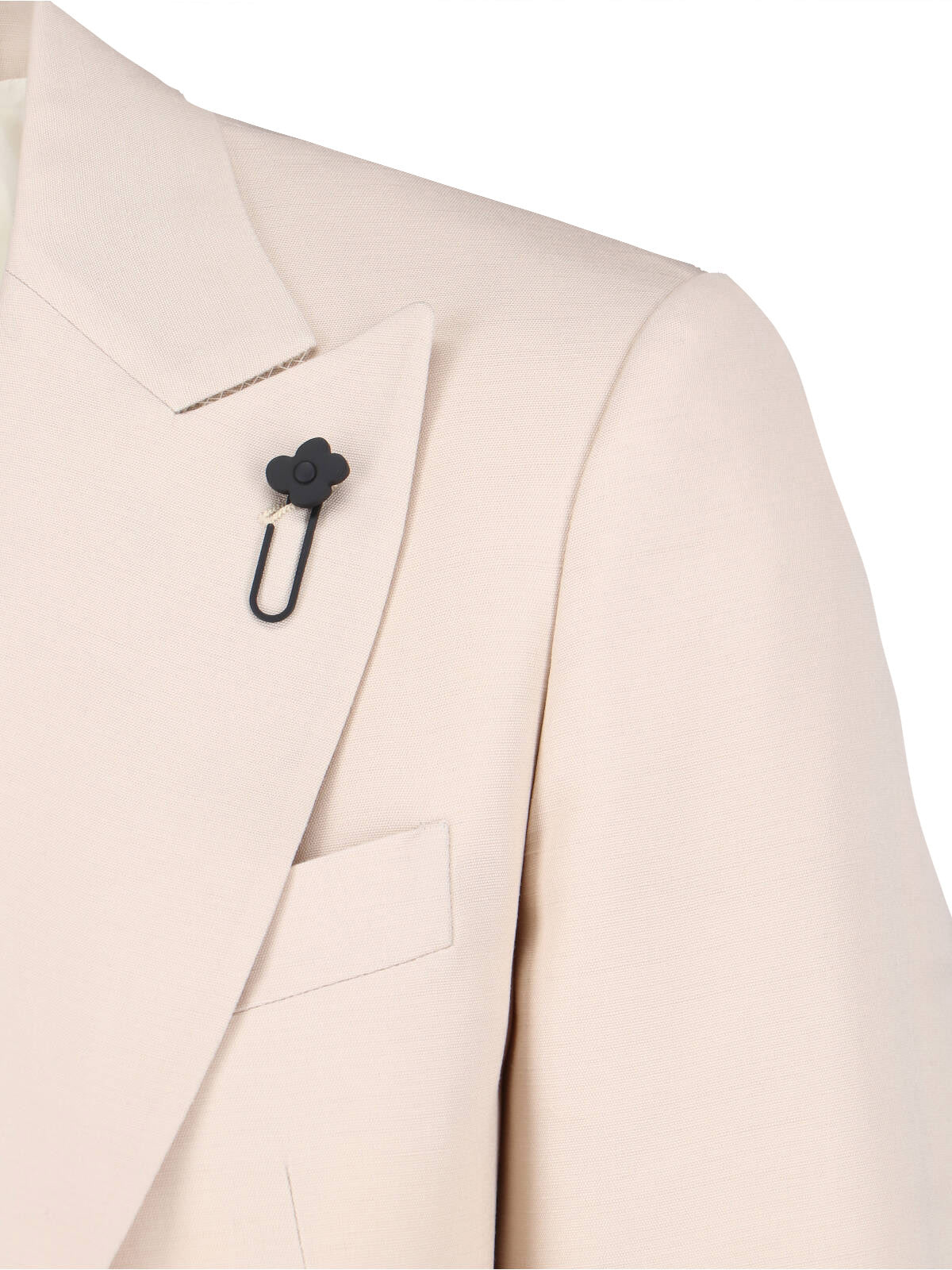 Cream Single-Breasted Viscose Blazer