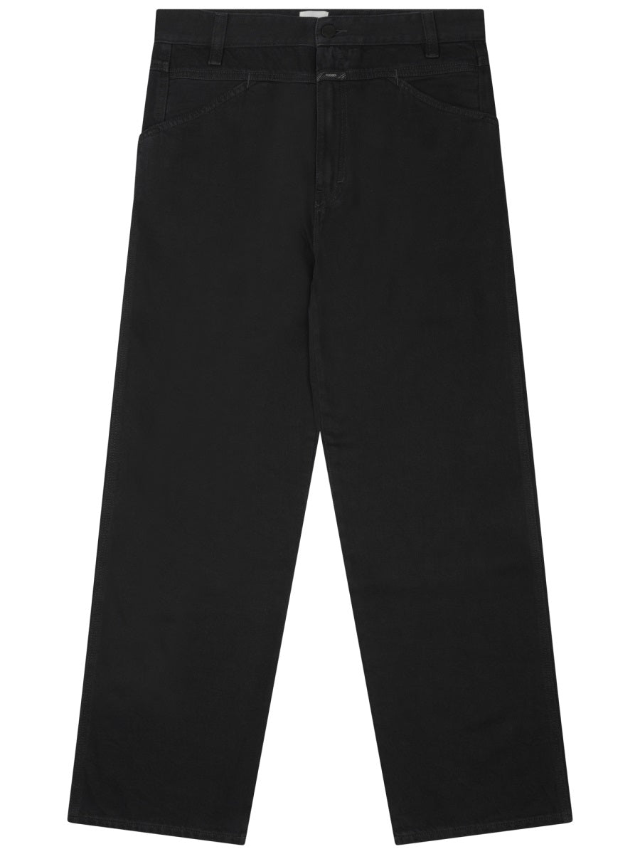 Wide-Leg Black Denim Jeans