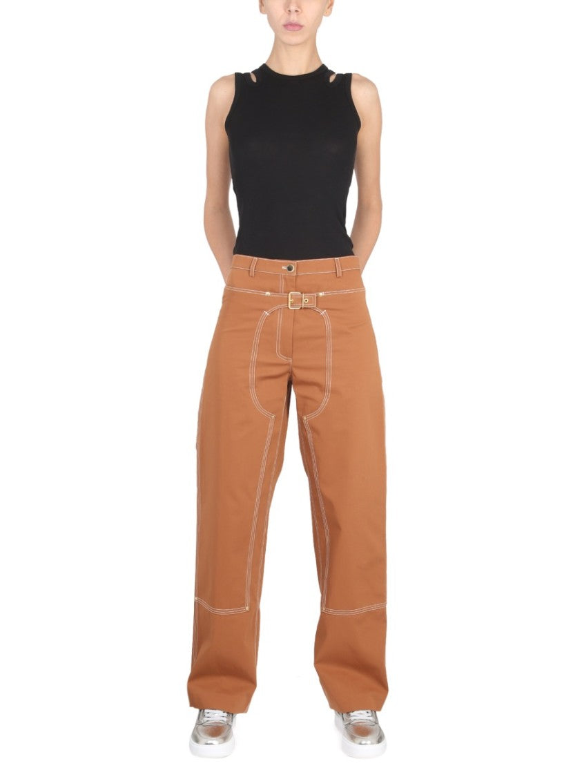 Wide-Leg Pants With Buckle Detail