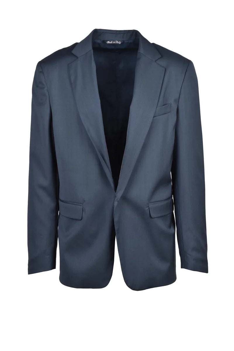 Structured Blue Wool Blazer