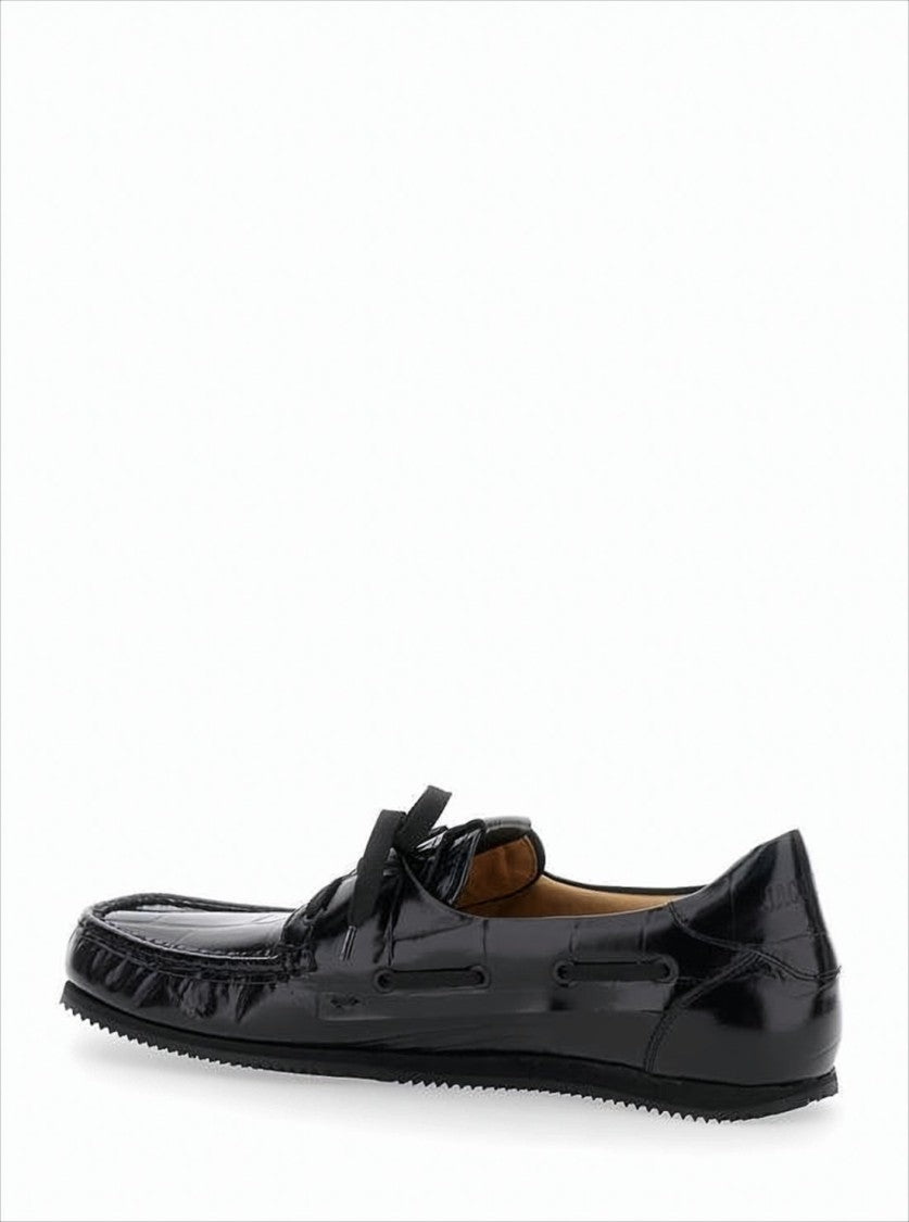 Calf Leather Loafers with Crocodile Texture