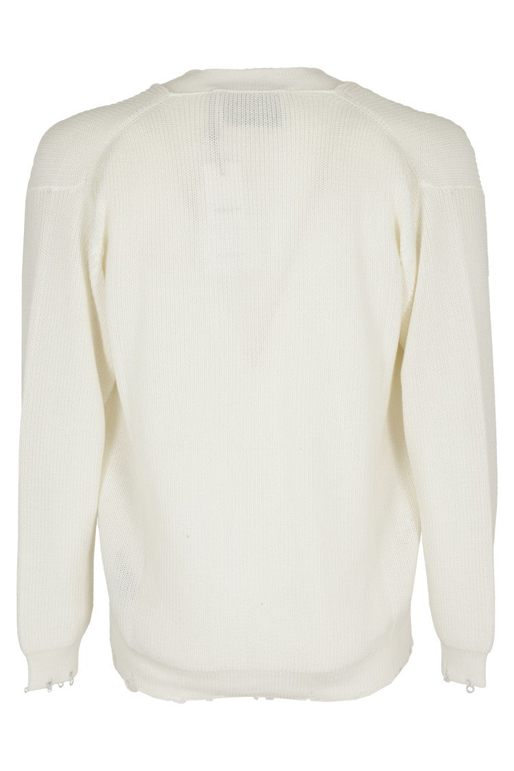 White Cotton Knit Cardigan