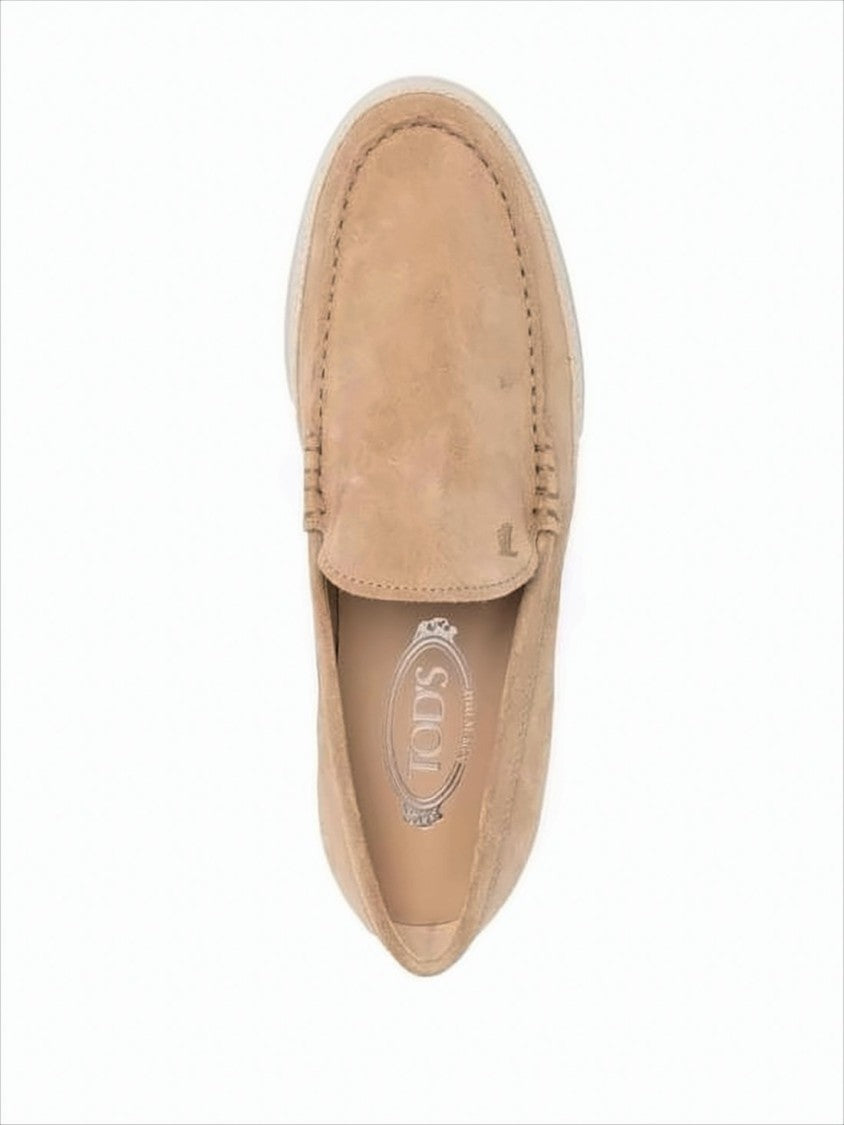 Brown Suede Loafer with Textured Rubber Sole