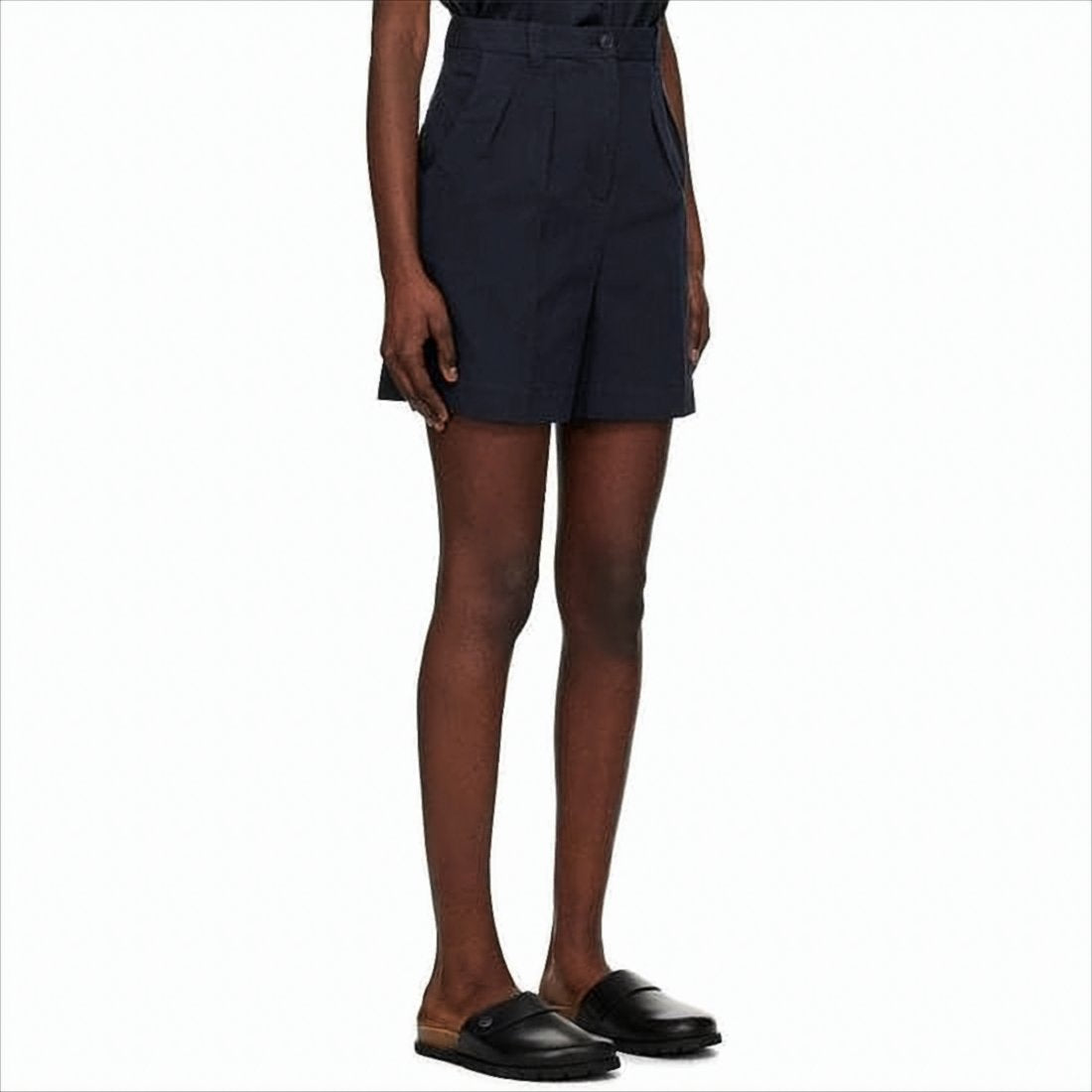 Tailored Black Shorts with Pleated Front
