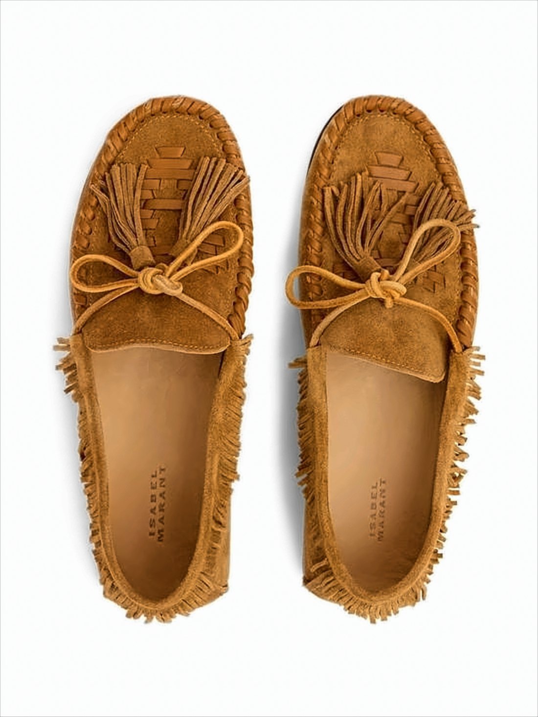 Fringe-Detail Suede Loafers with Bow Accent