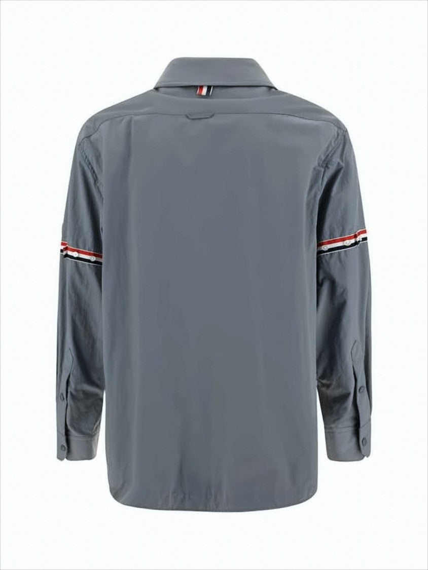 Long-Sleeve Shirt with Striped Detail and Classic Collar