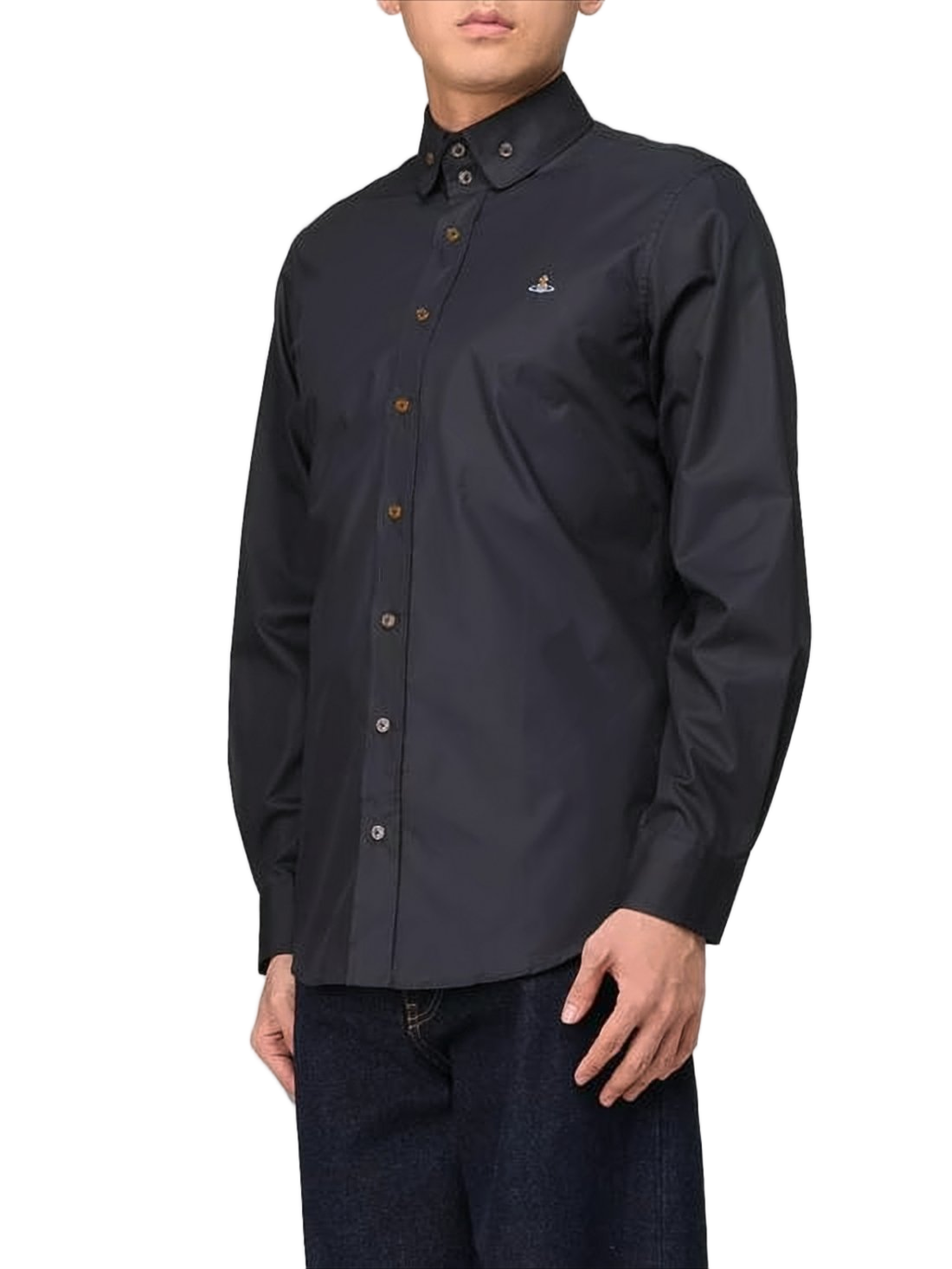 Tailored Long-Sleeve Shirt with Structured Collar